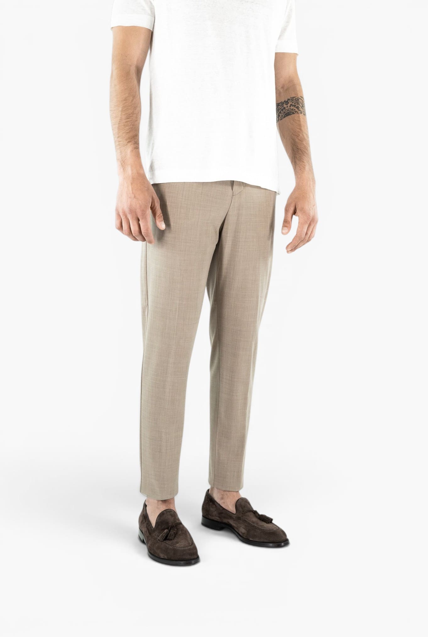 PESCAROLO Pantaloni "Evo" Lana Crepe Beige