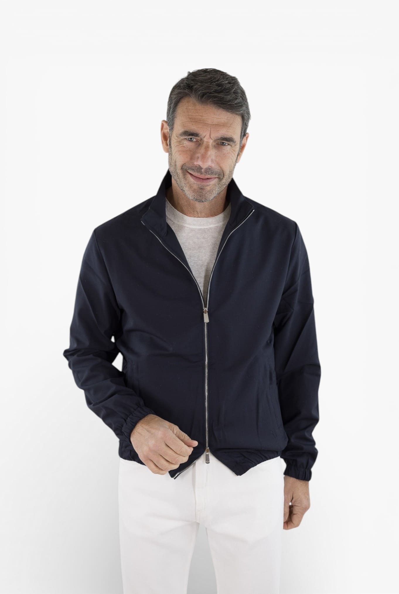 PESCAROLO Giubbino Reversibile Lana Crêpe/Tecnico Blu