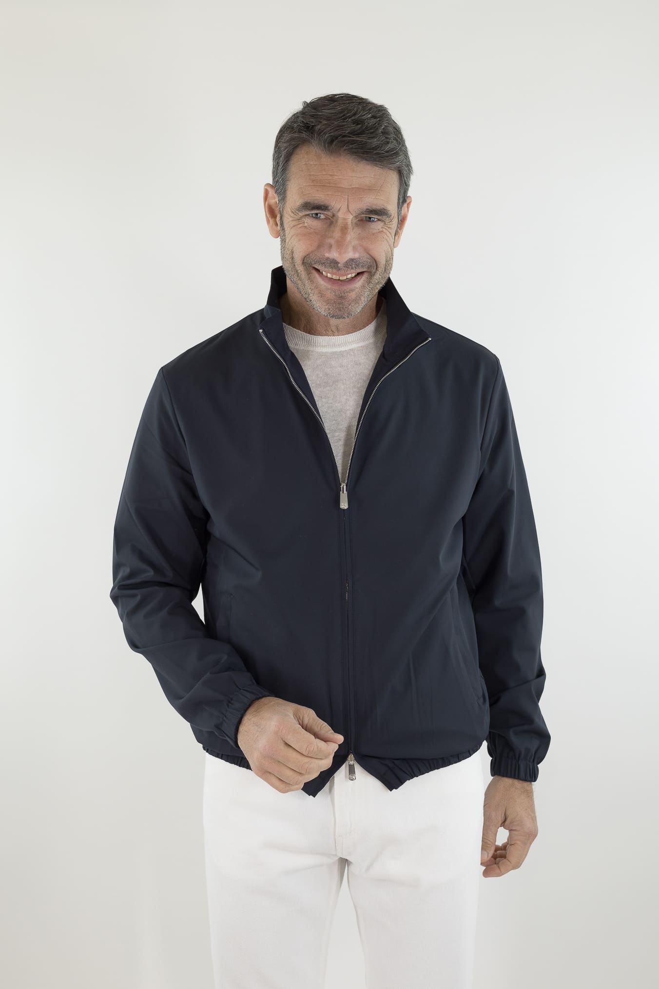 PESCAROLO Giubbino Reversibile Lana Crêpe/Tecnico Blu