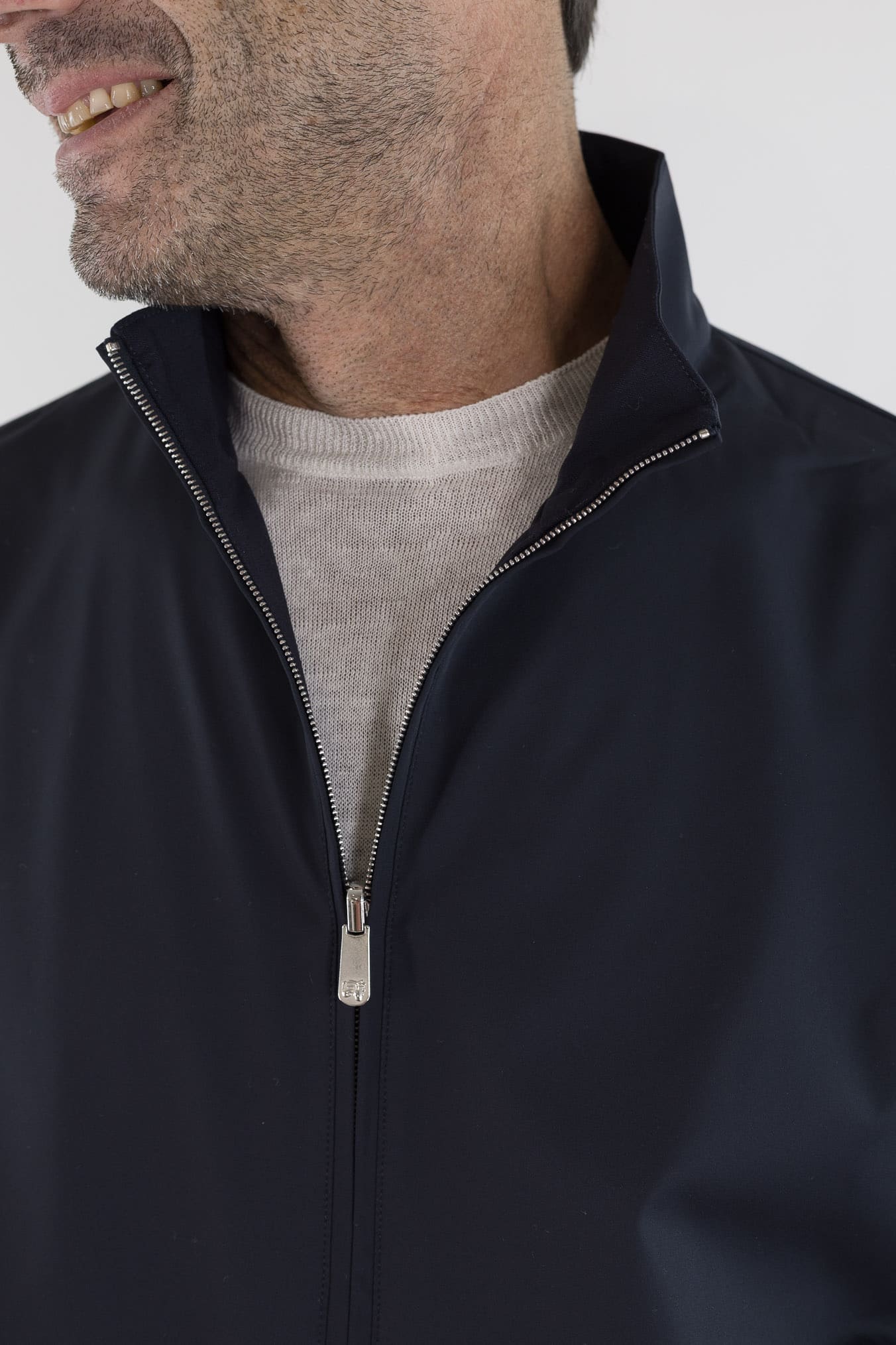 PESCAROLO Giubbino Reversibile Lana Crêpe/Tecnico Blu