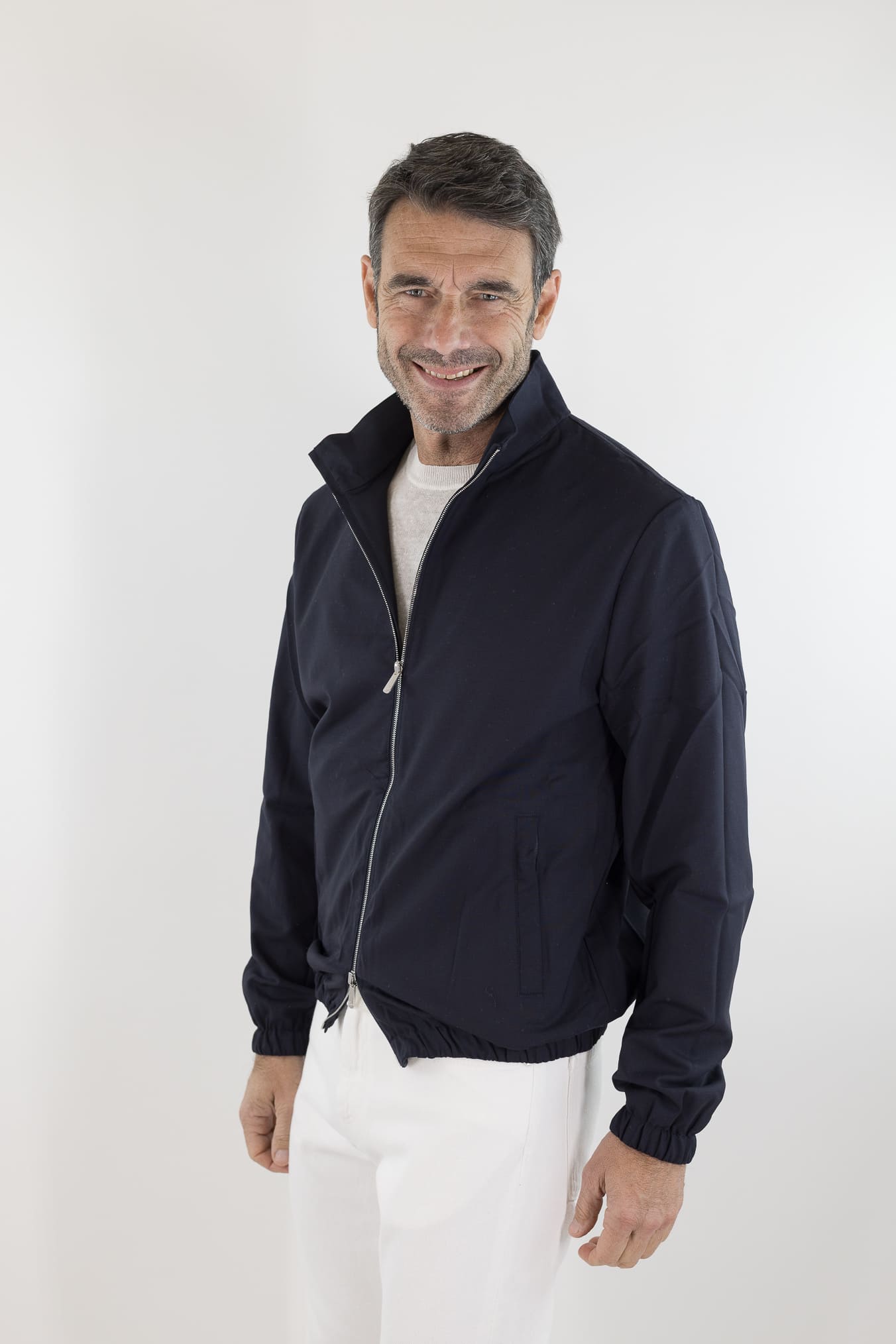 PESCAROLO Giubbino Reversibile Lana Crêpe/Tecnico Blu