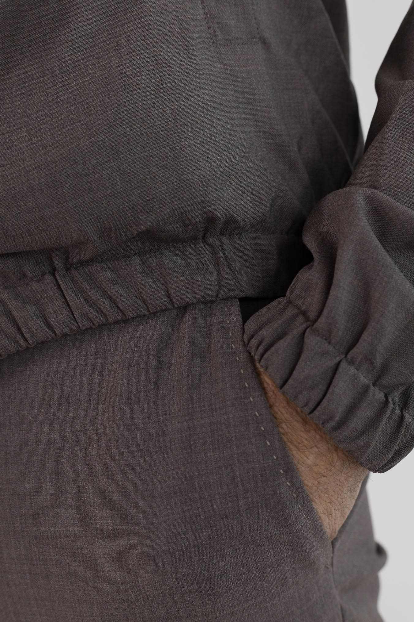 PESCAROLO Giubbino Reversibile Lana Crêpe/Tecnico Tortora