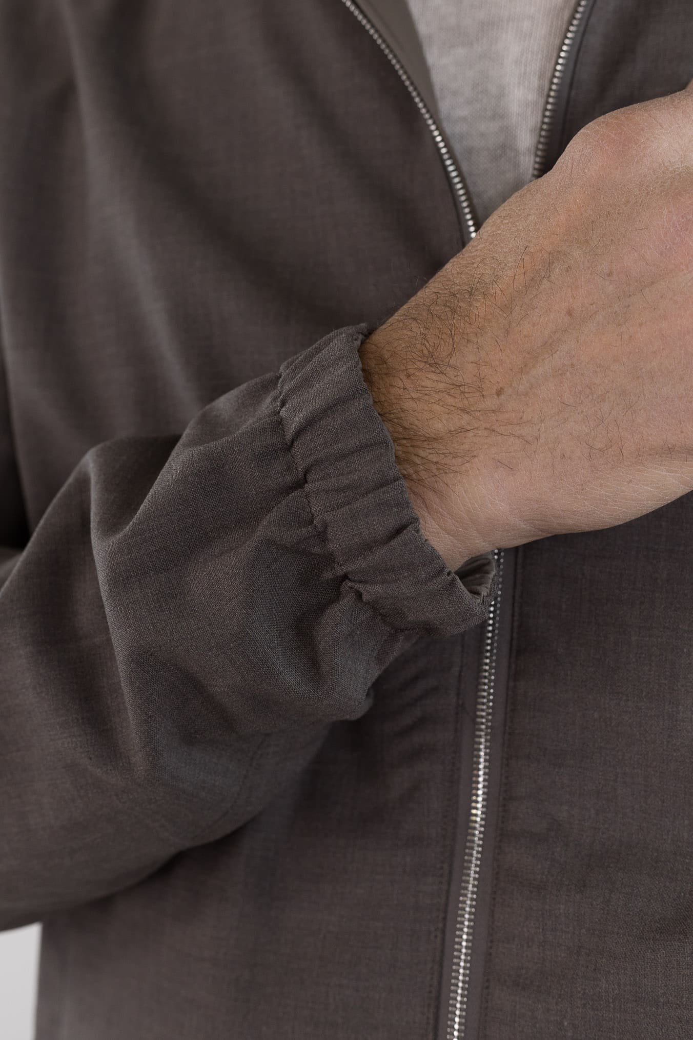 PESCAROLO Giubbino Reversibile Lana Crêpe/Tecnico Tortora