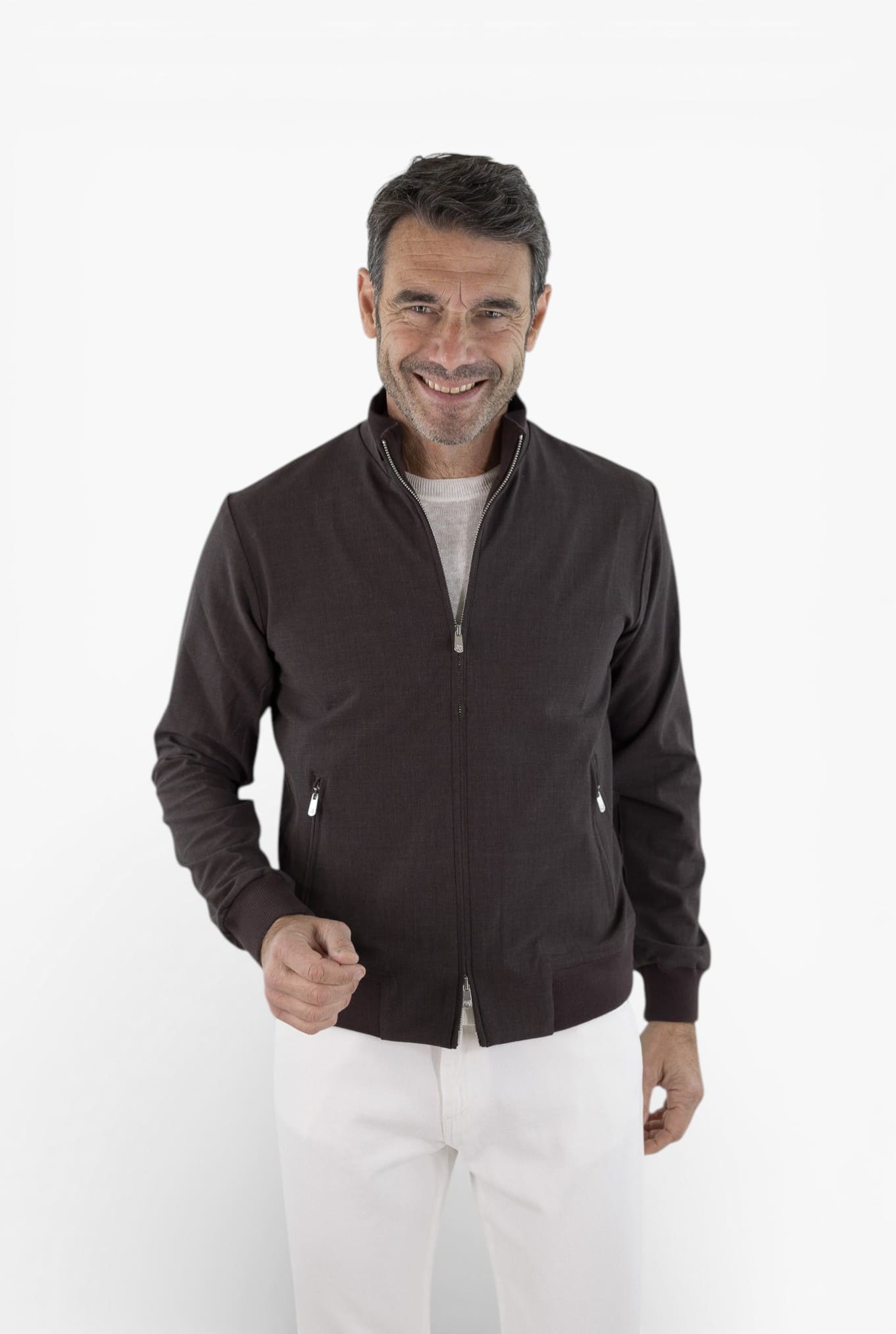 PESCAROLO Giubbino Jersey Lana Testa Moro