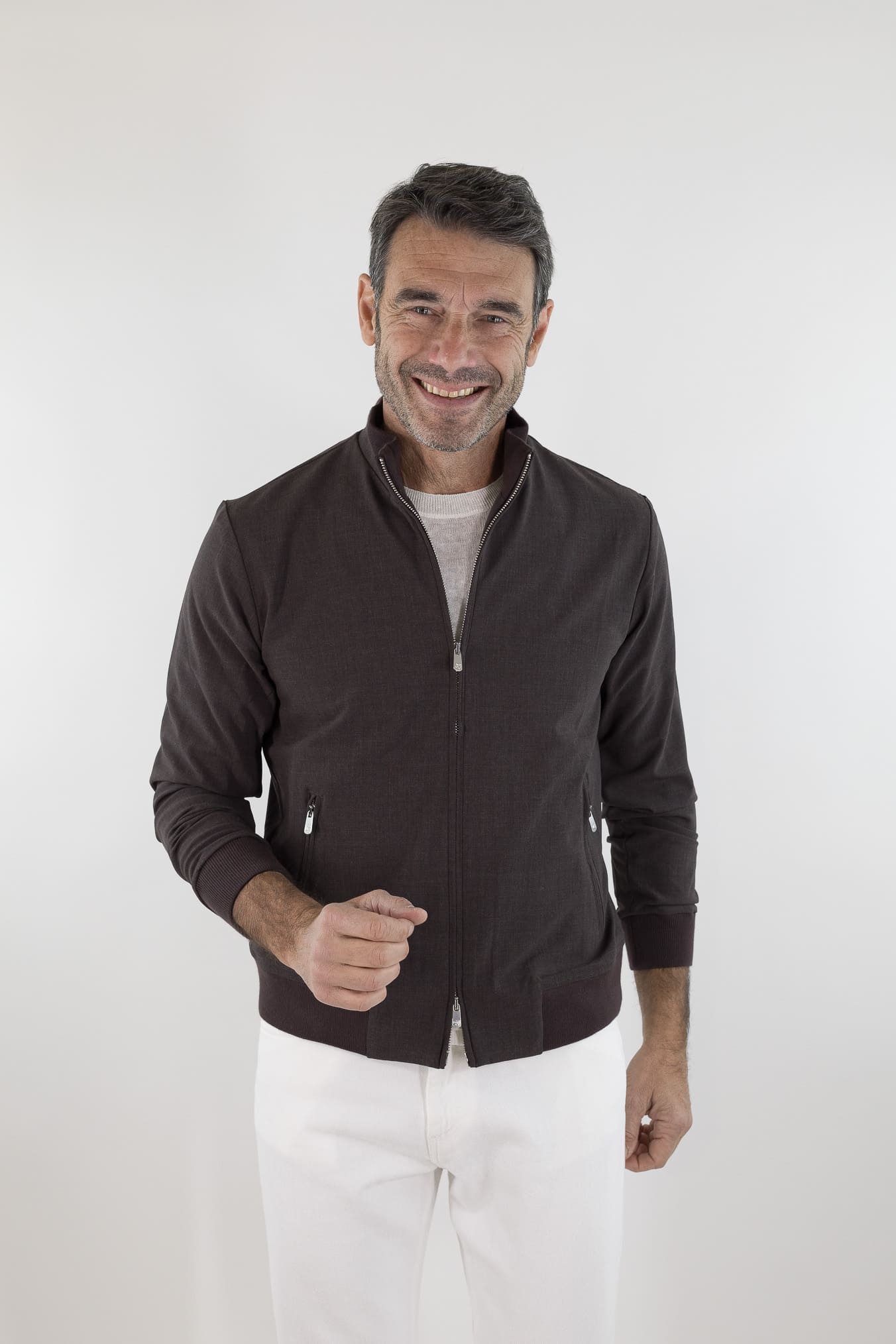 PESCAROLO Giubbino Jersey Lana Testa Moro