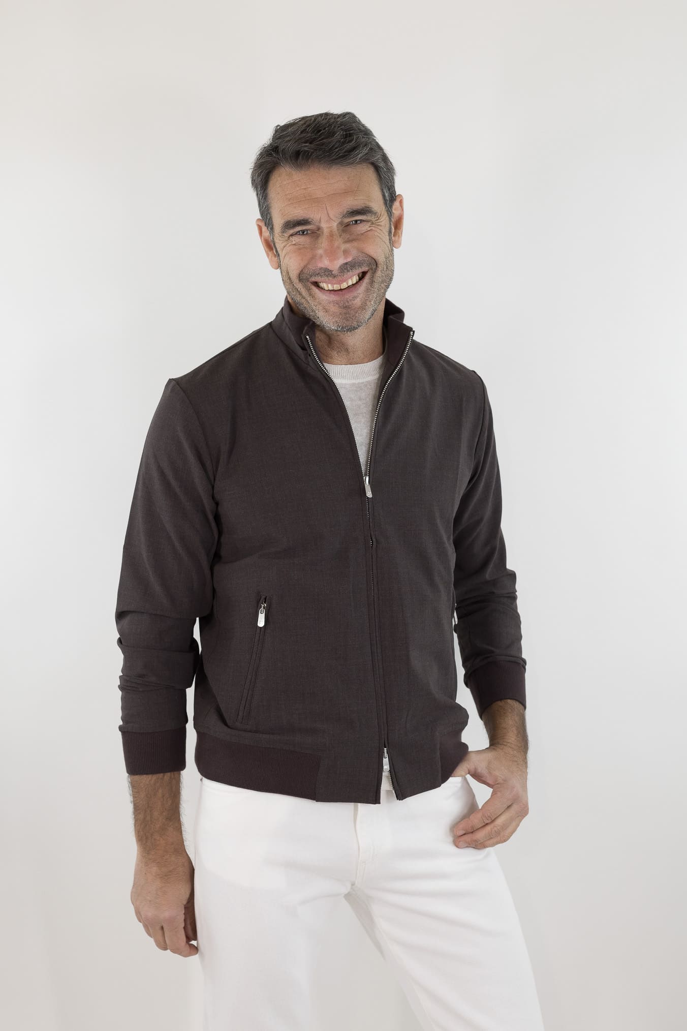 PESCAROLO Giubbino Jersey Lana Testa Moro