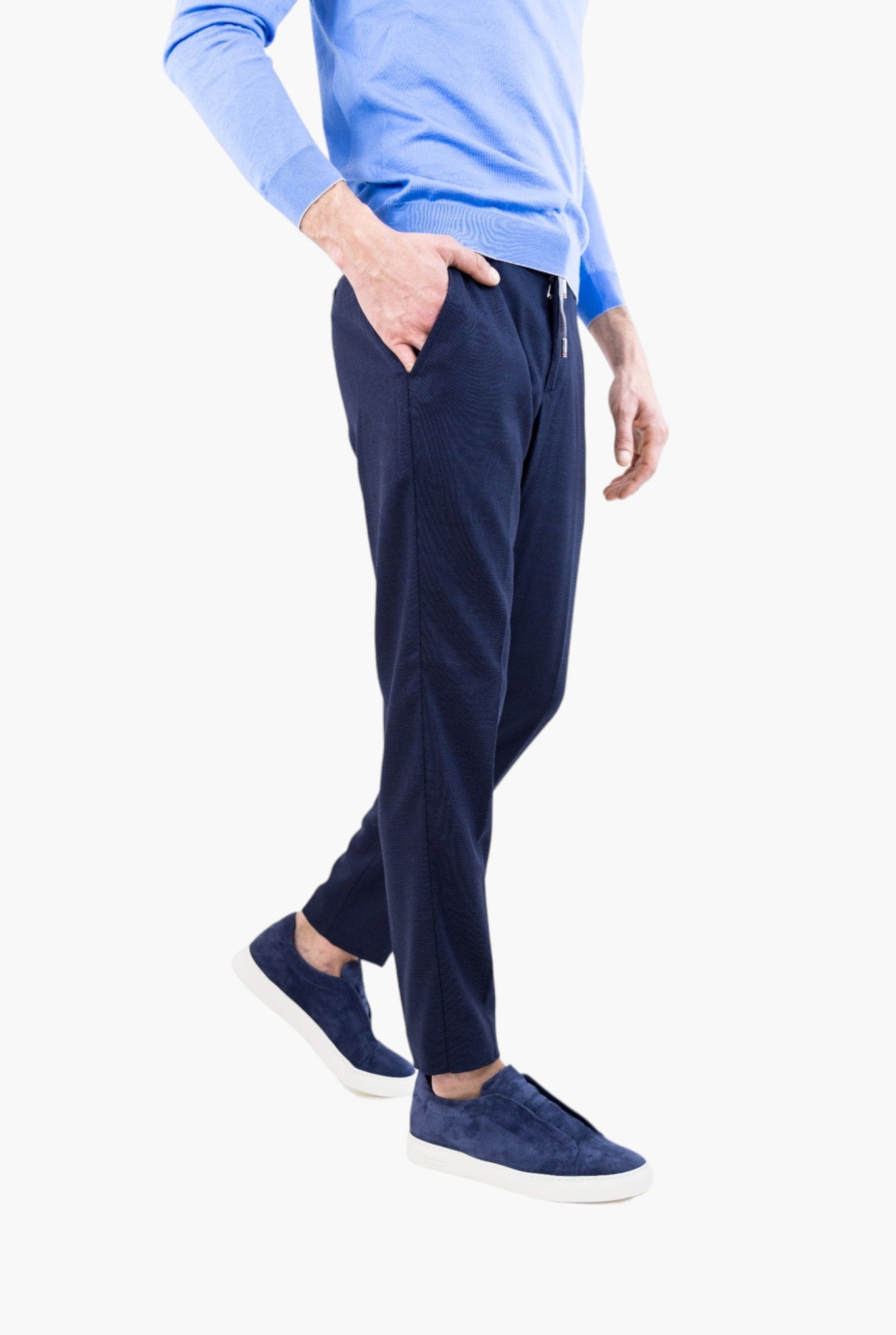 PESCAROLO Pantaloni Coulisse mod. Manu Lana Super 160's Blu