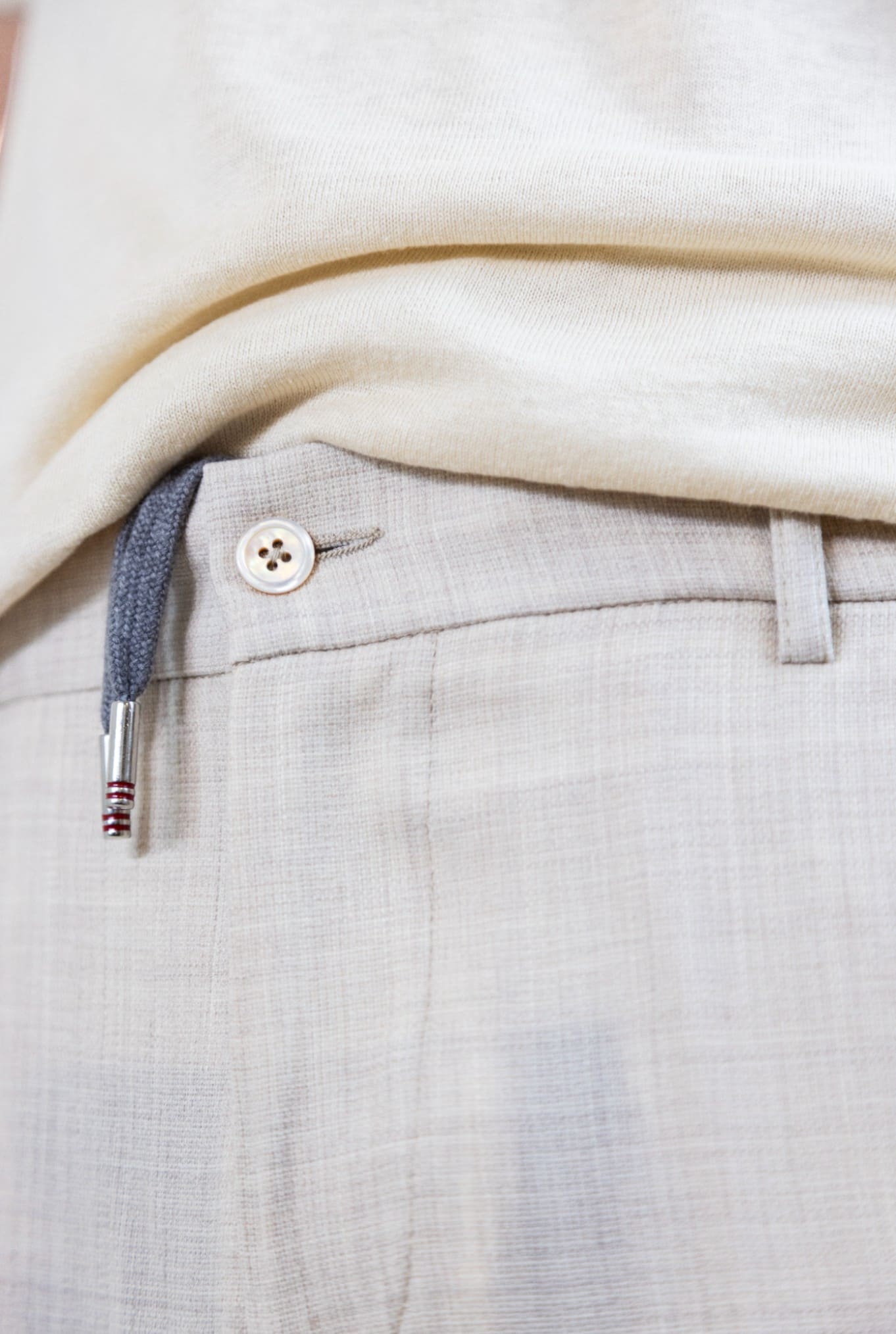 PESCAROLO Pantaloni Coulisse mod. Manu Lana Super 160's Beige Chiaro Mélange