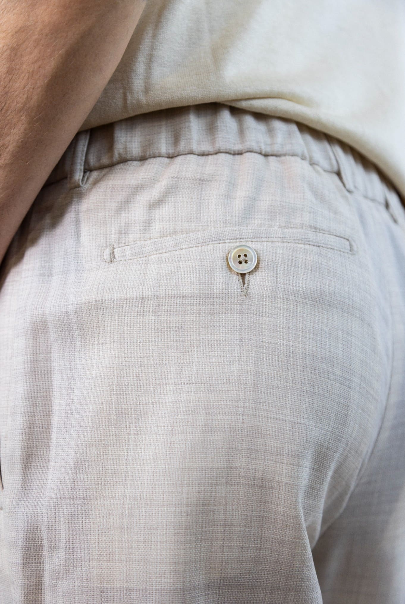 PESCAROLO Pantaloni Coulisse mod. Manu Lana Super 160's Beige Chiaro Mélange