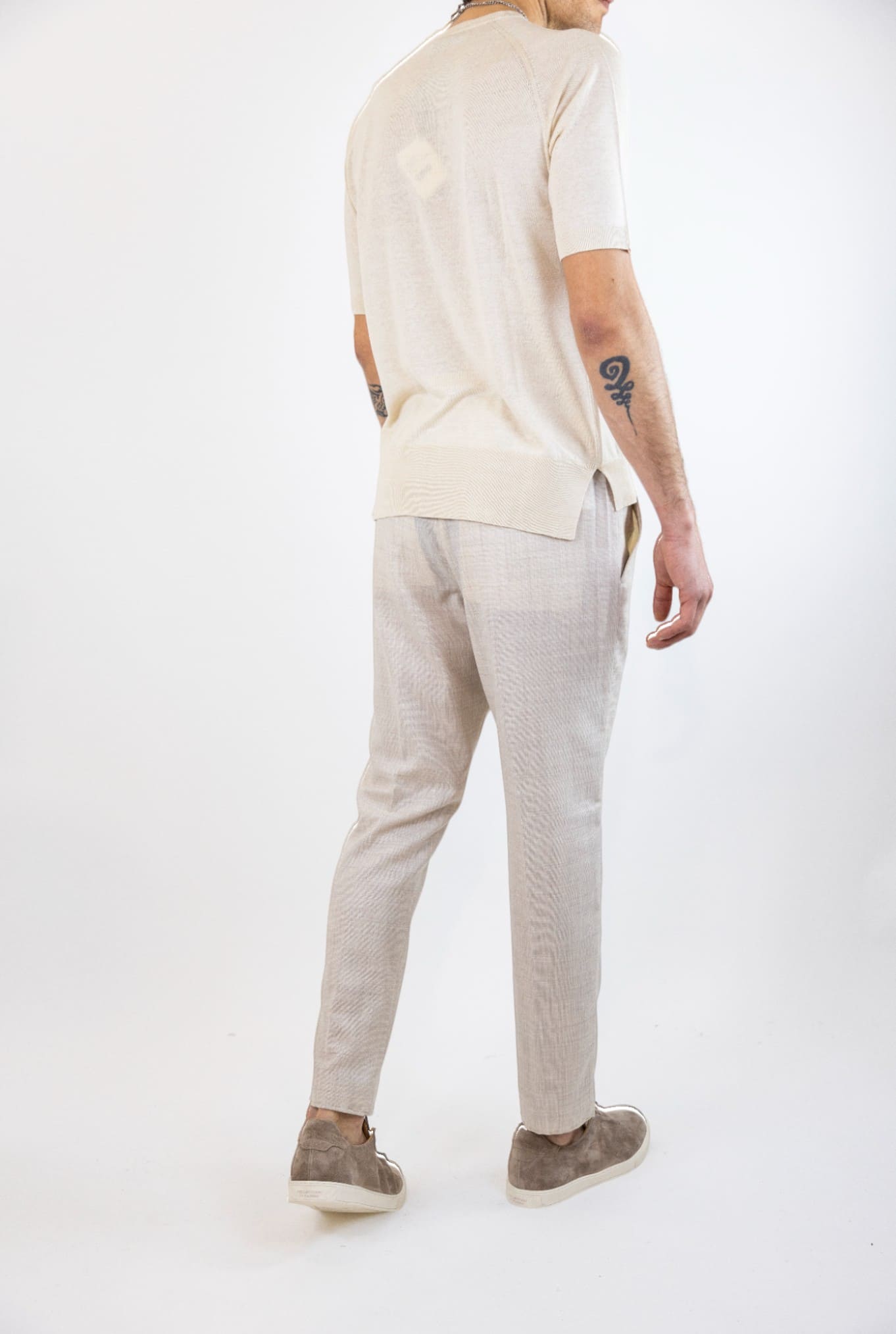PESCAROLO Pantaloni Coulisse mod. Manu Lana Super 160's Beige Chiaro Mélange