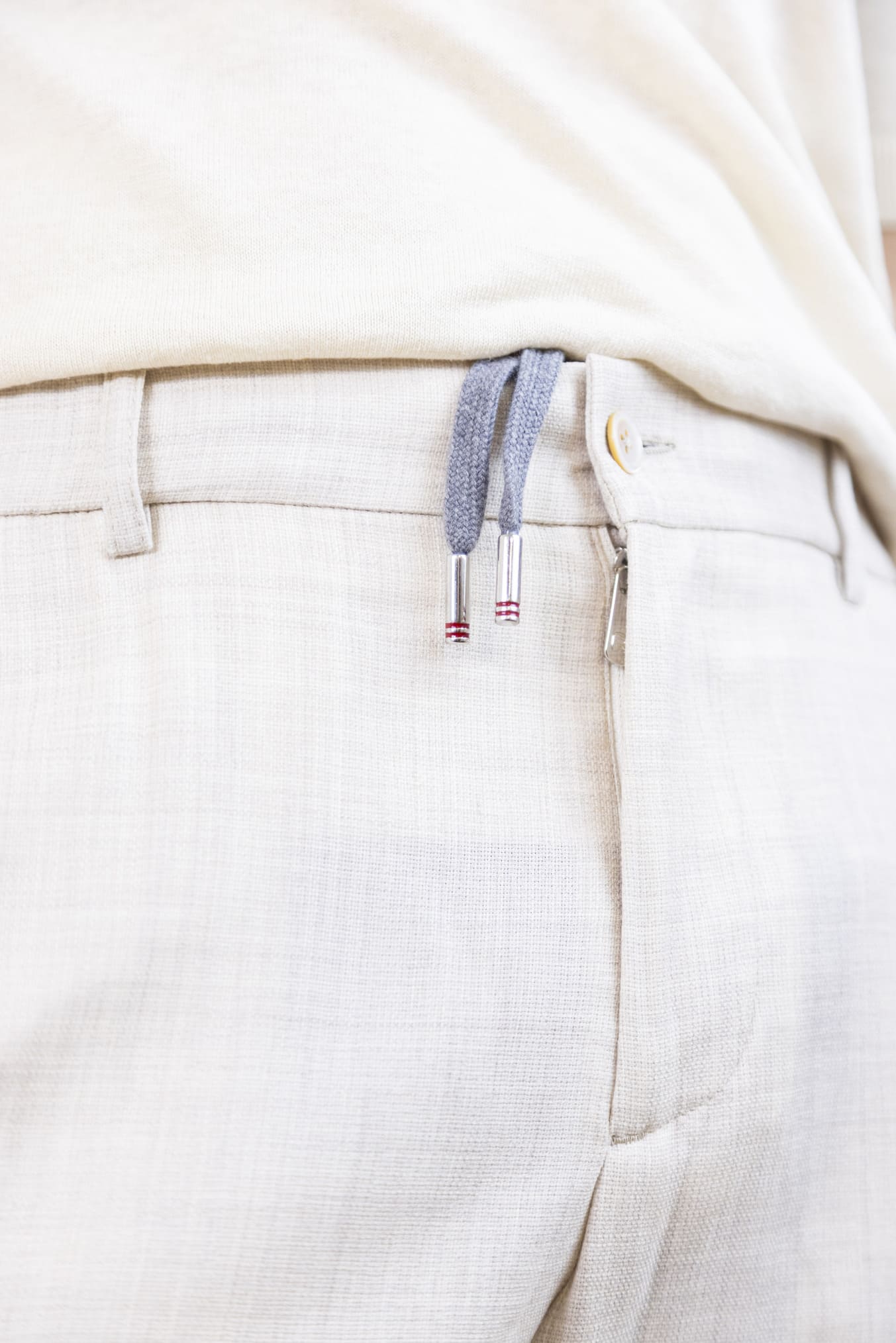 PESCAROLO Pantaloni Coulisse mod. Manu Lana Super 160's Beige Chiaro Mélange