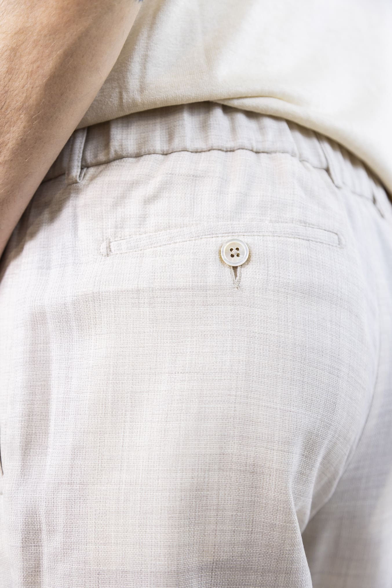 PESCAROLO Pantaloni Coulisse mod. Manu Lana Super 160's Beige Chiaro Mélange