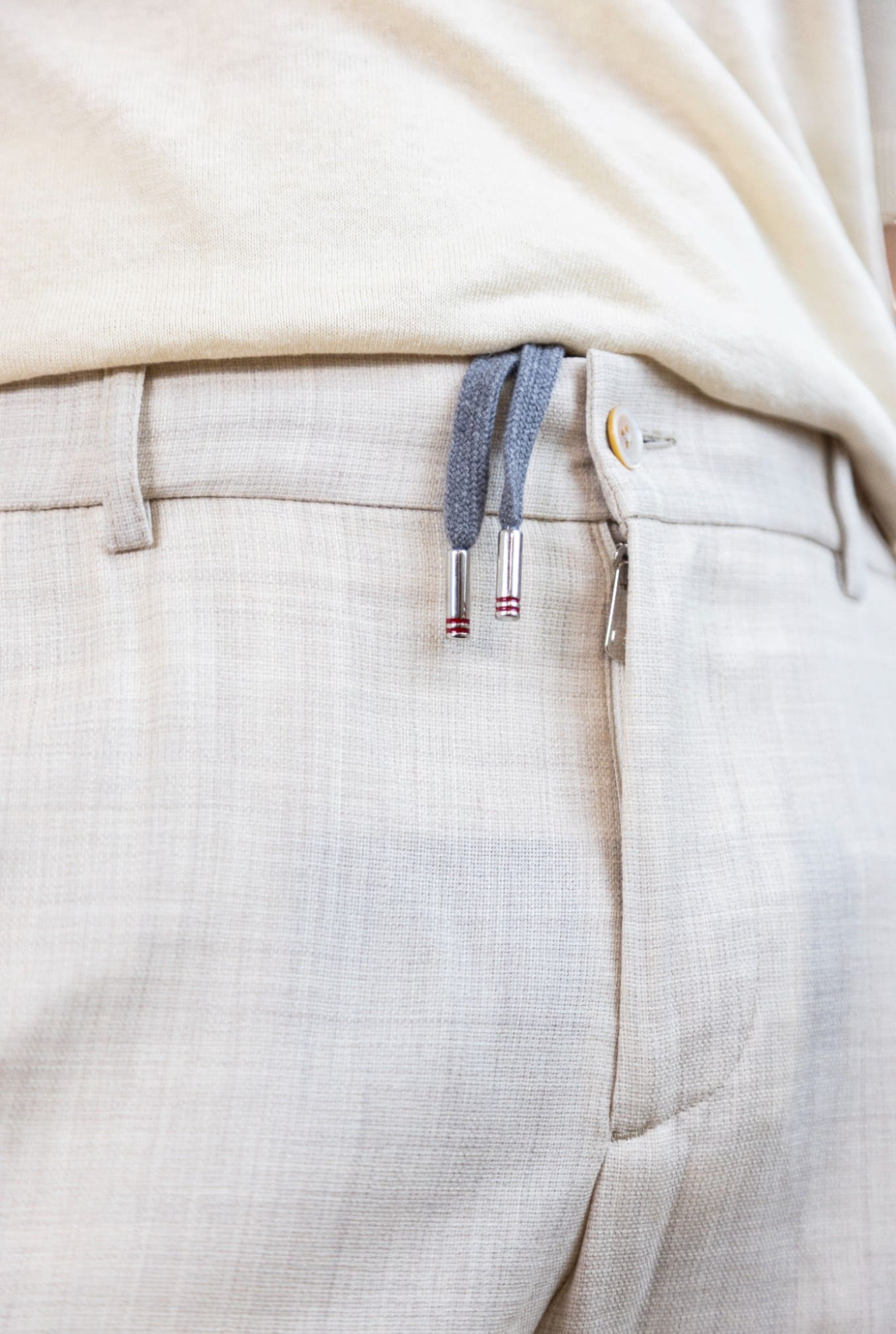 PESCAROLO Pantaloni Coulisse mod. Manu Lana Super 160's Beige Chiaro Mélange