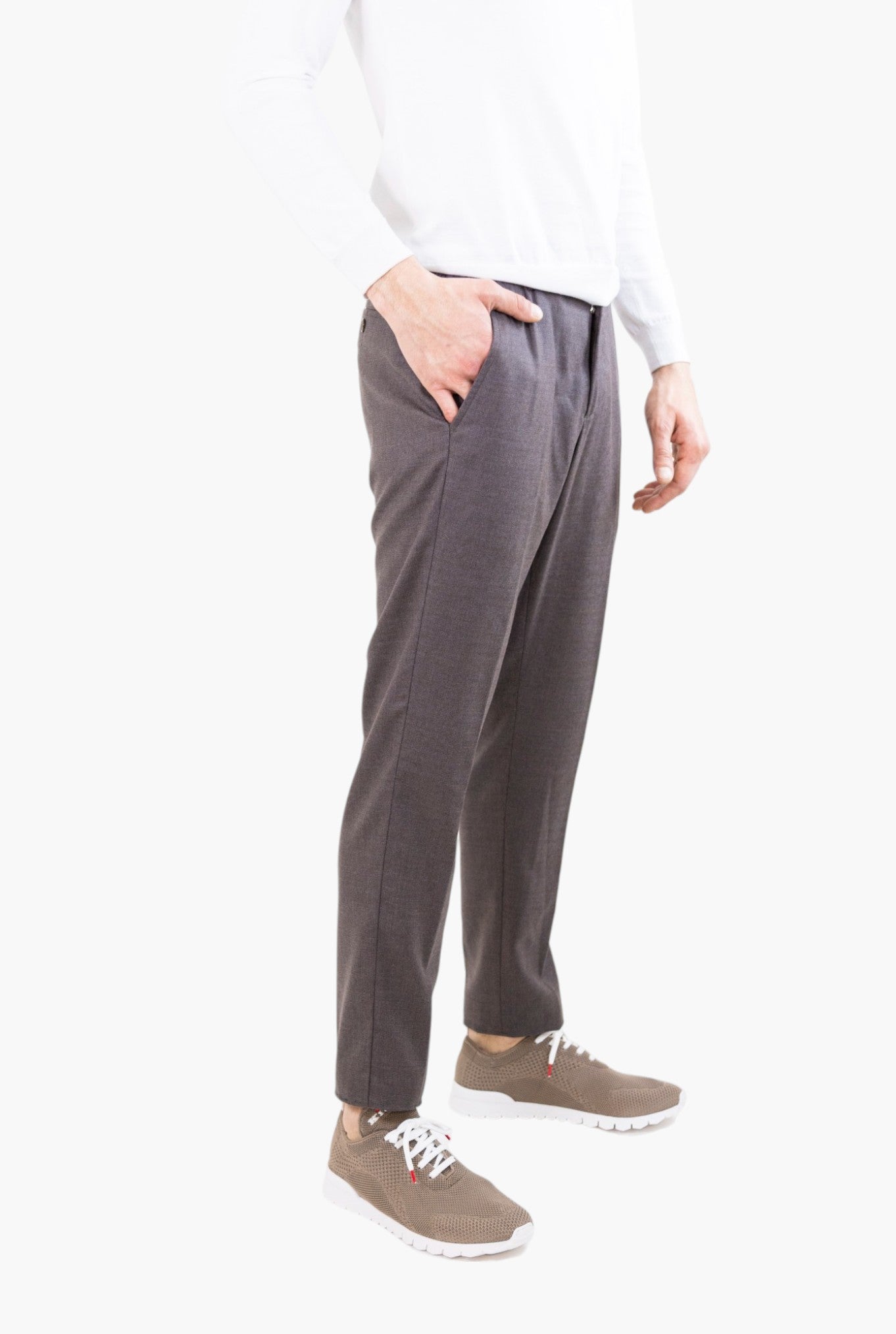 PESCAROLO Pantaloni Coulisse mod. Manu Lana Super 160's Marrone Mélange