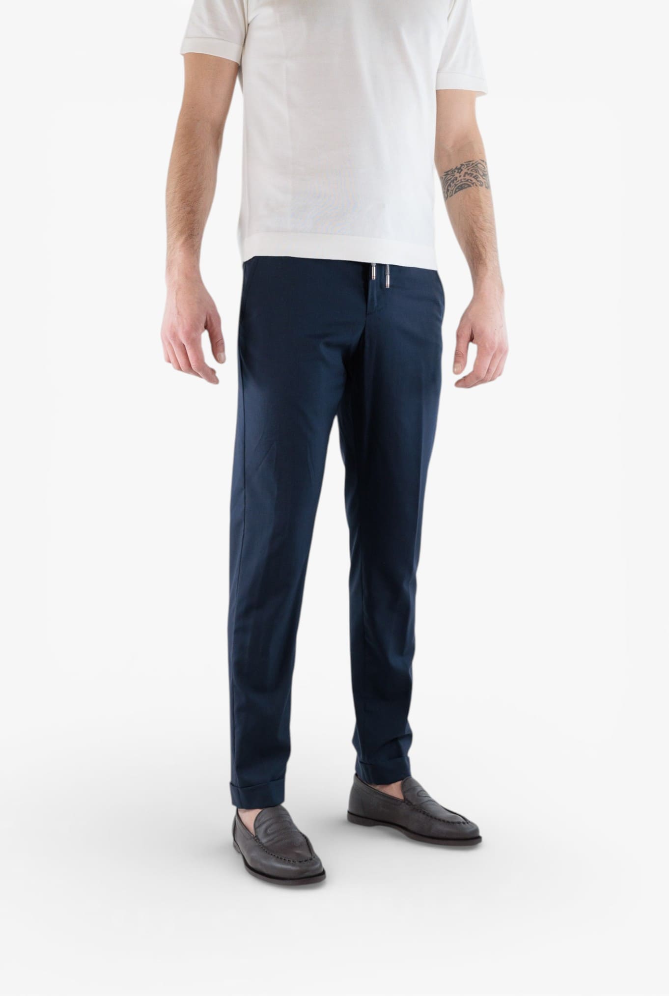 PESCAROLO Pantaloni "Manu" Lana Seta Blu