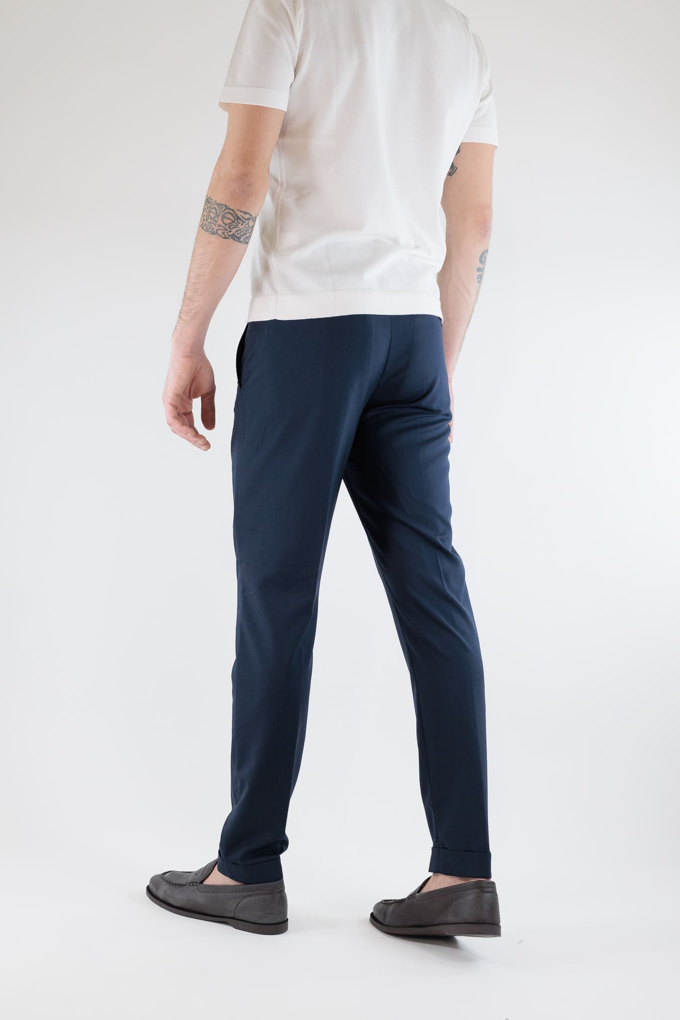 PESCAROLO Pantaloni "Manu" Lana Seta Blu
