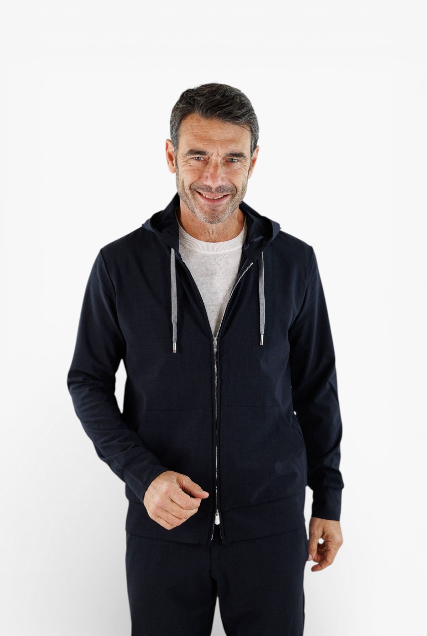 PESCAROLO Felpa Cappuccio Jersey Lana Crêpe Blu