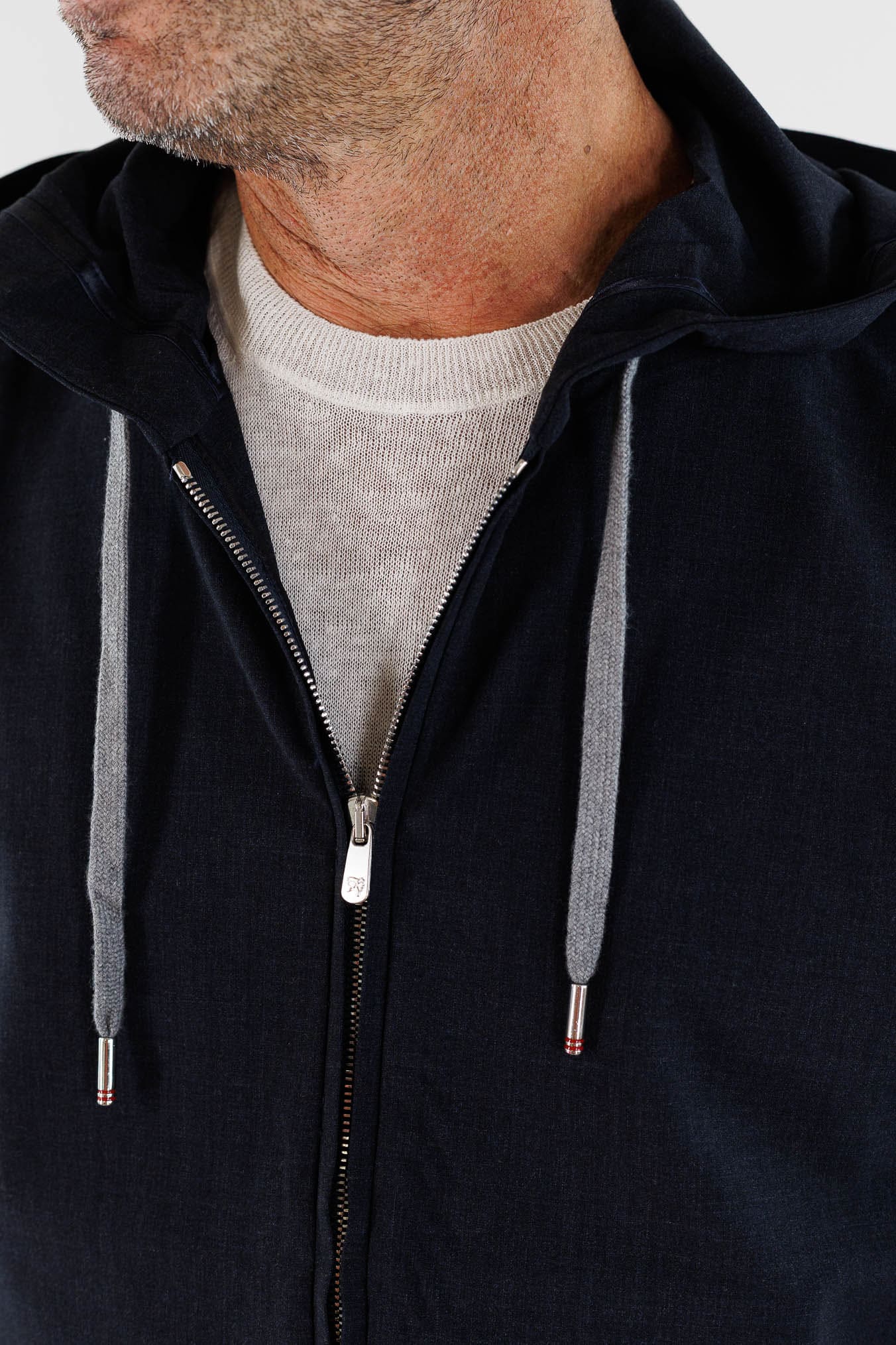 PESCAROLO Felpa Cappuccio Jersey Lana Crêpe Blu