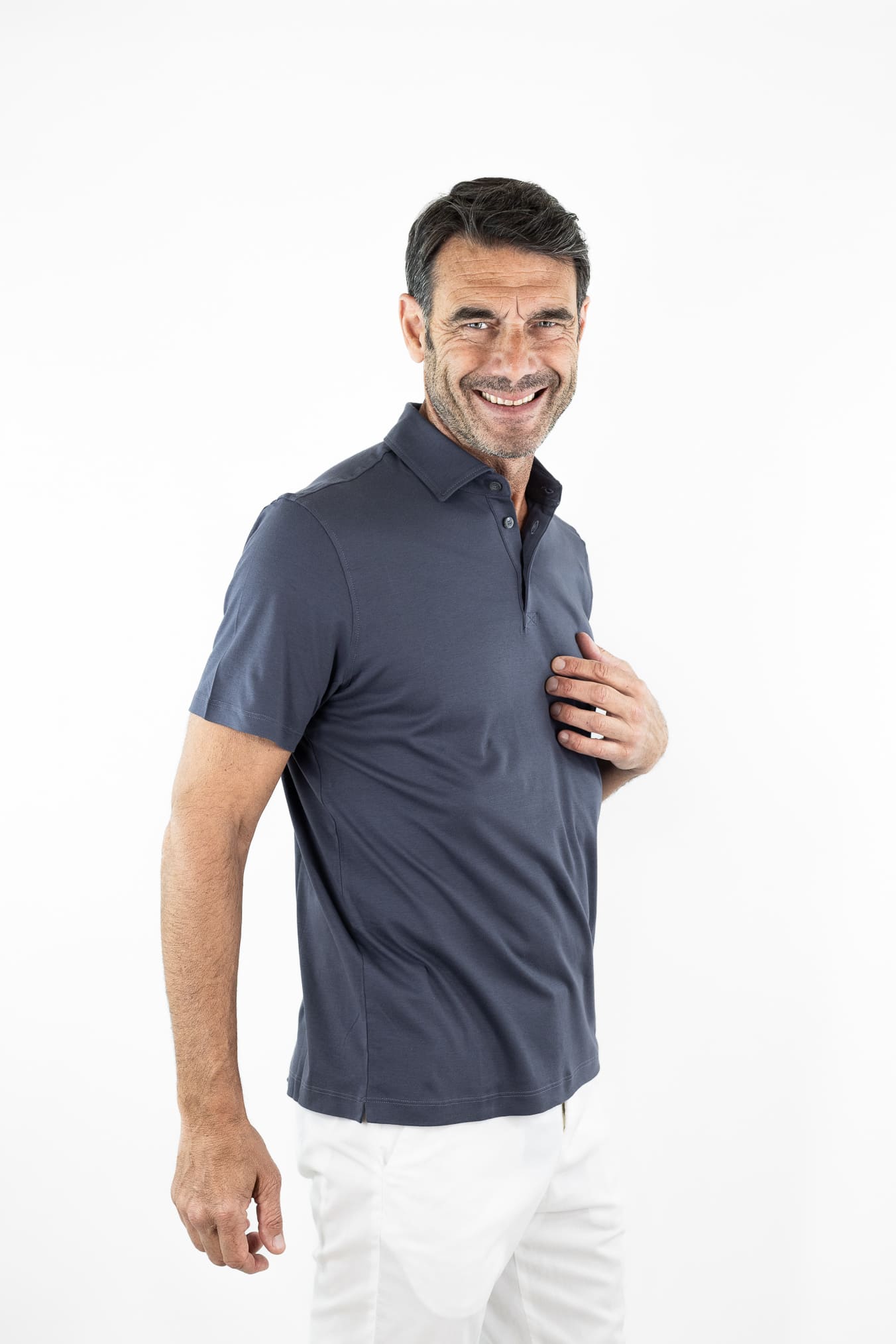 PIACENZA CASHMERE Polo MM Cotone Blu Graffite