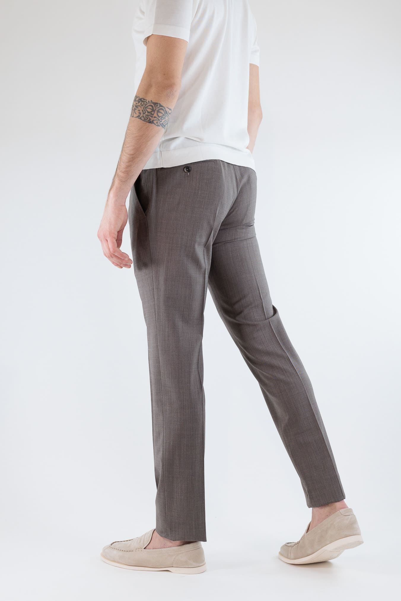 PT Pantaloni Fresco Lana Armatura Tela Tortora