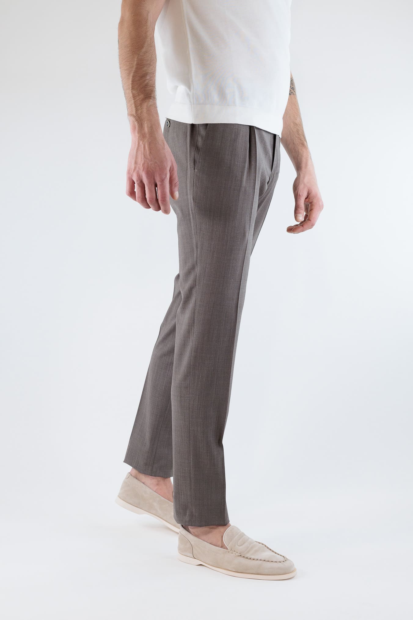 PT Pantaloni Fresco Lana Armatura Tela Tortora