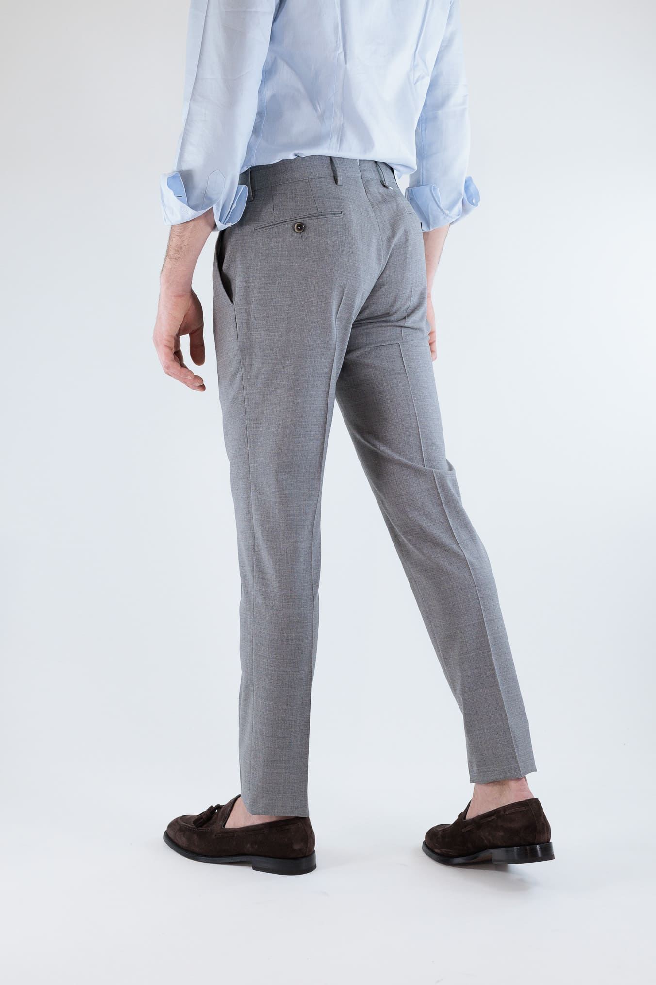 PT Pantaloni Fresco Lana Armatura Tela Grigio Chiaro