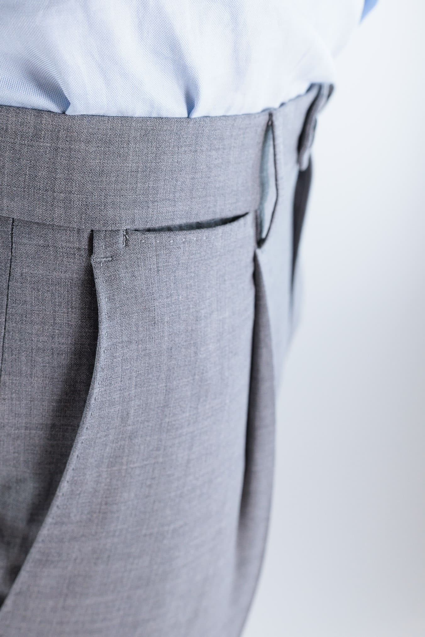 PT Pantaloni Fresco Lana Armatura Tela Grigio Chiaro