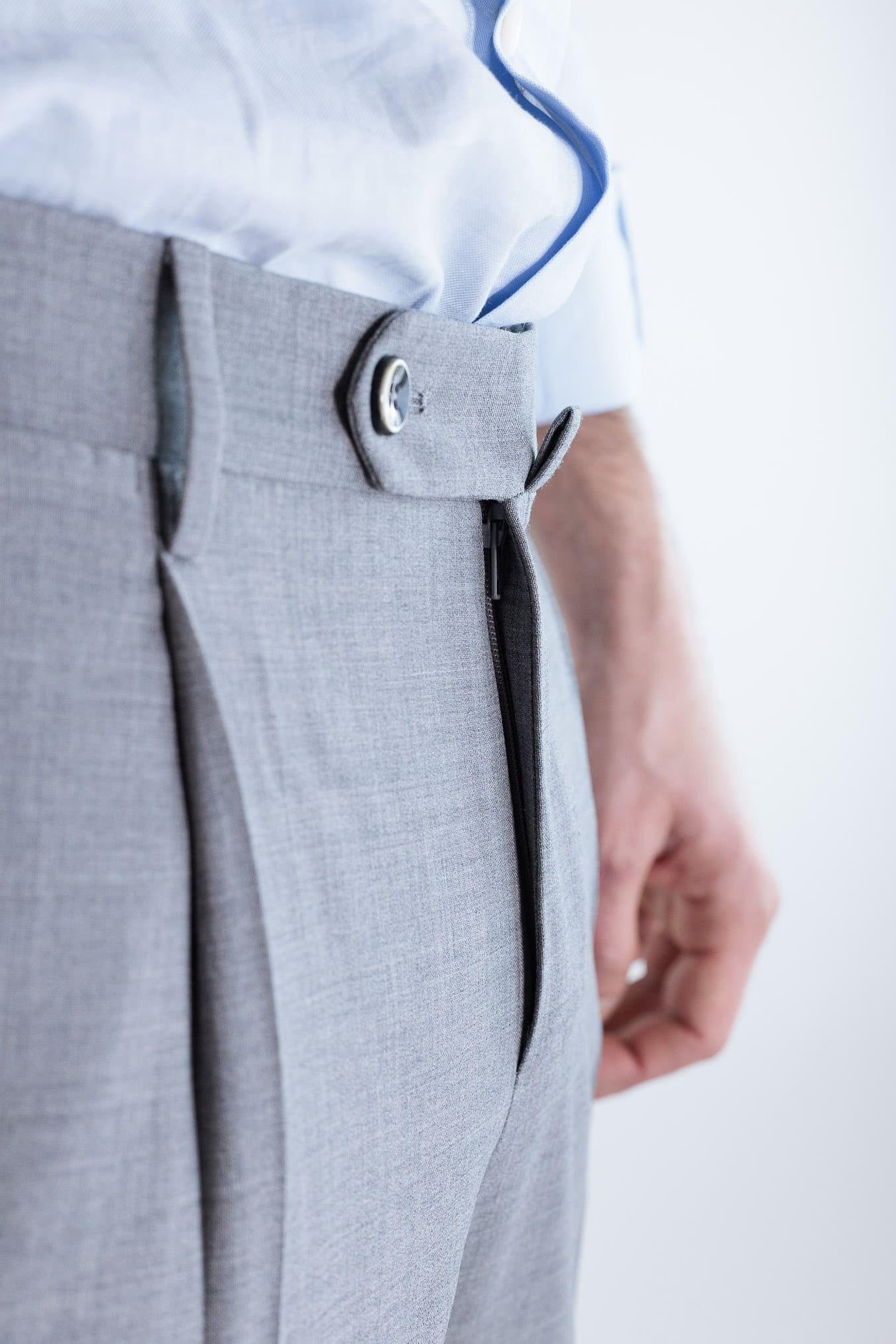 PT Pantaloni Fresco Lana Armatura Tela Grigio Chiaro