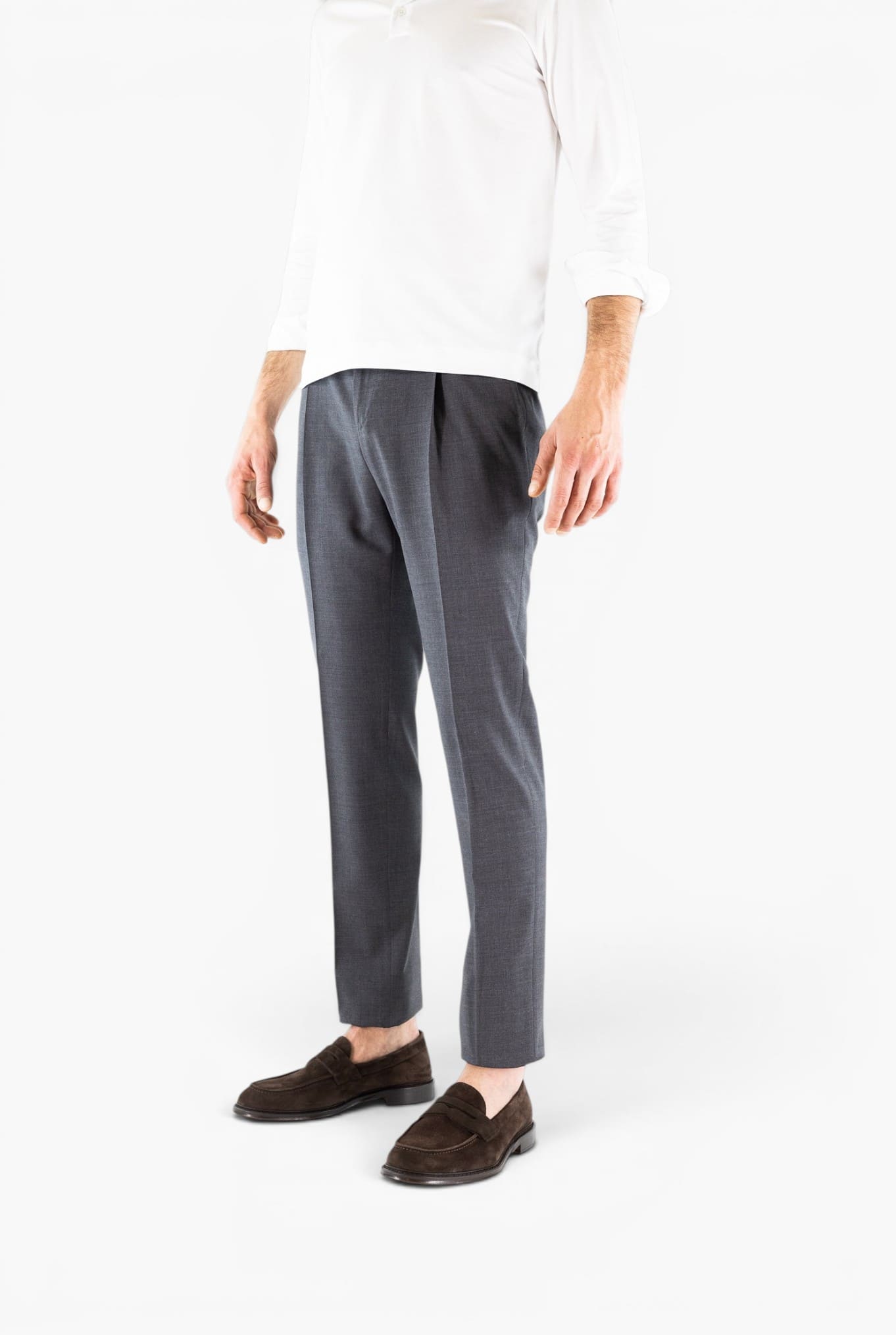 PT Pantaloni Fresco Lana Armatura Tela Grigio