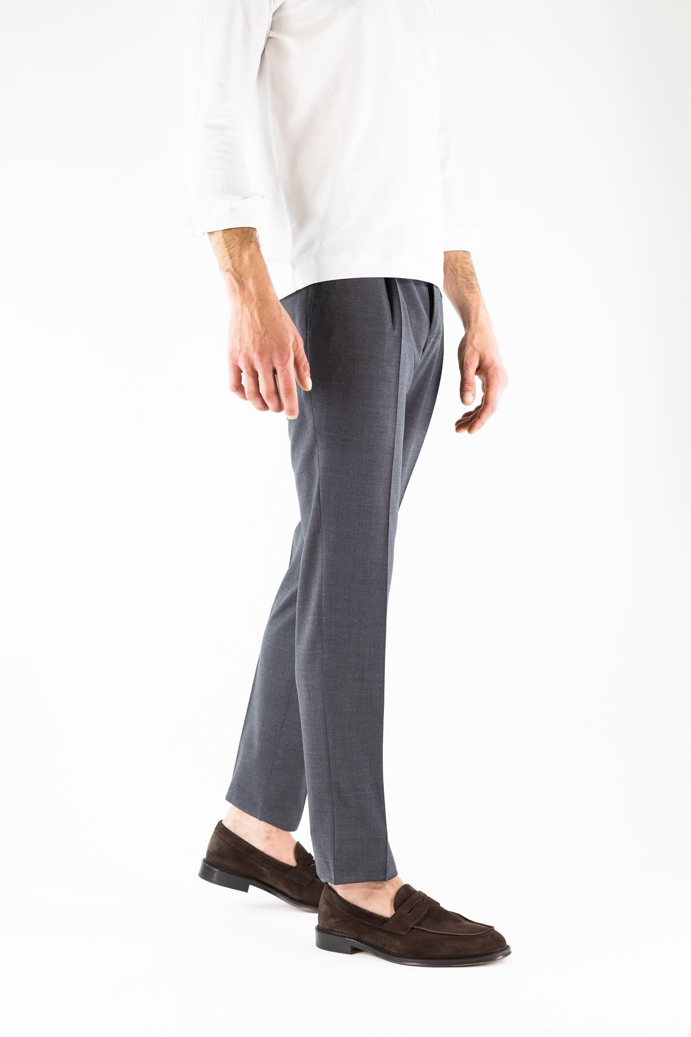 PT Pantaloni Fresco Lana Armatura Tela Grigio