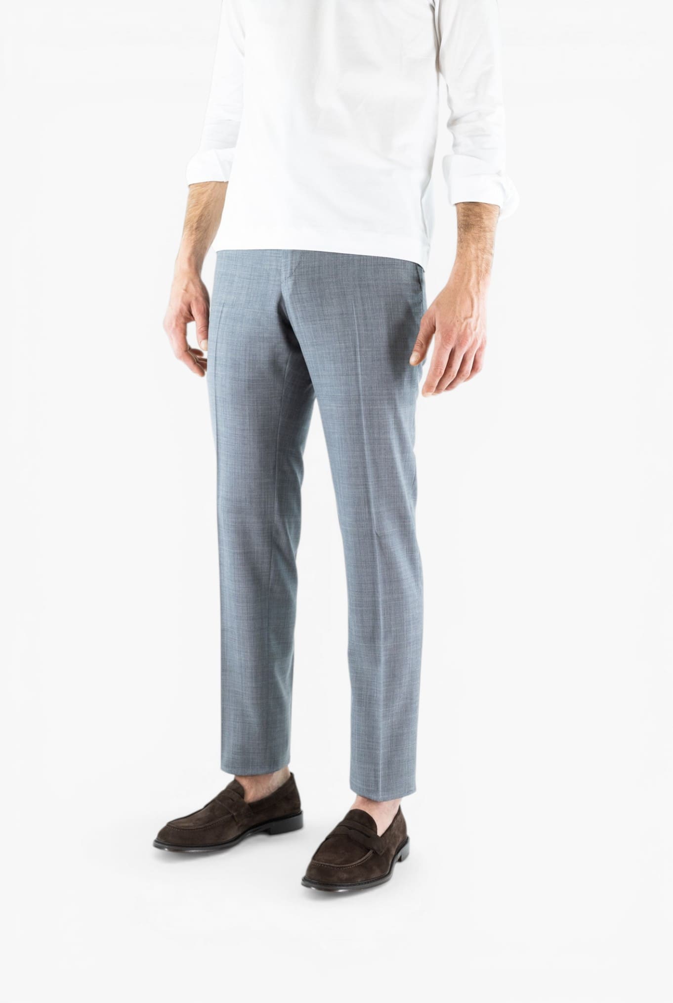 PT Pantaloni Fresco Lana Pinces Grigio Medio