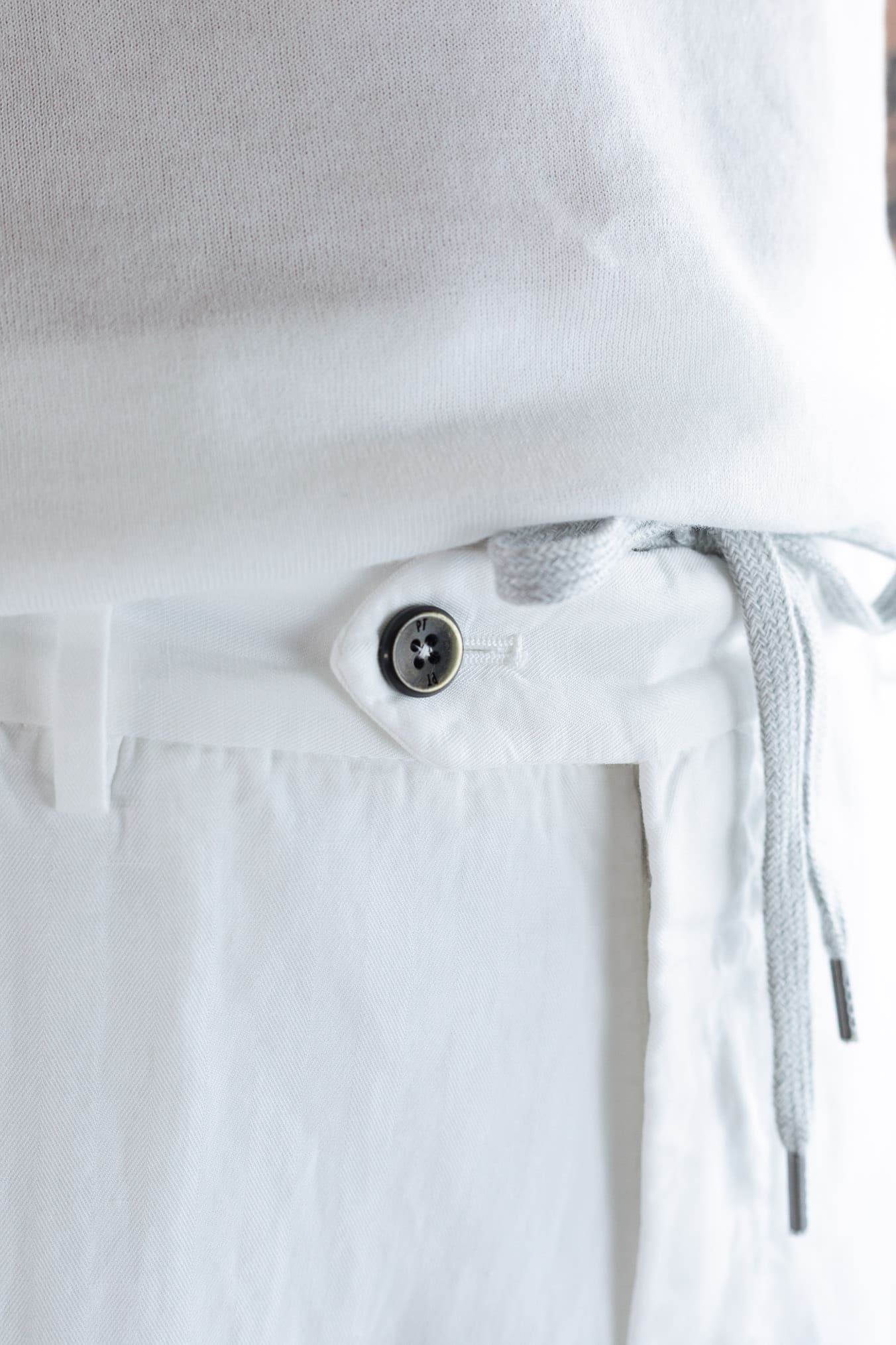 PT Pantaloni Coulisse Washed Spigati Bianchi