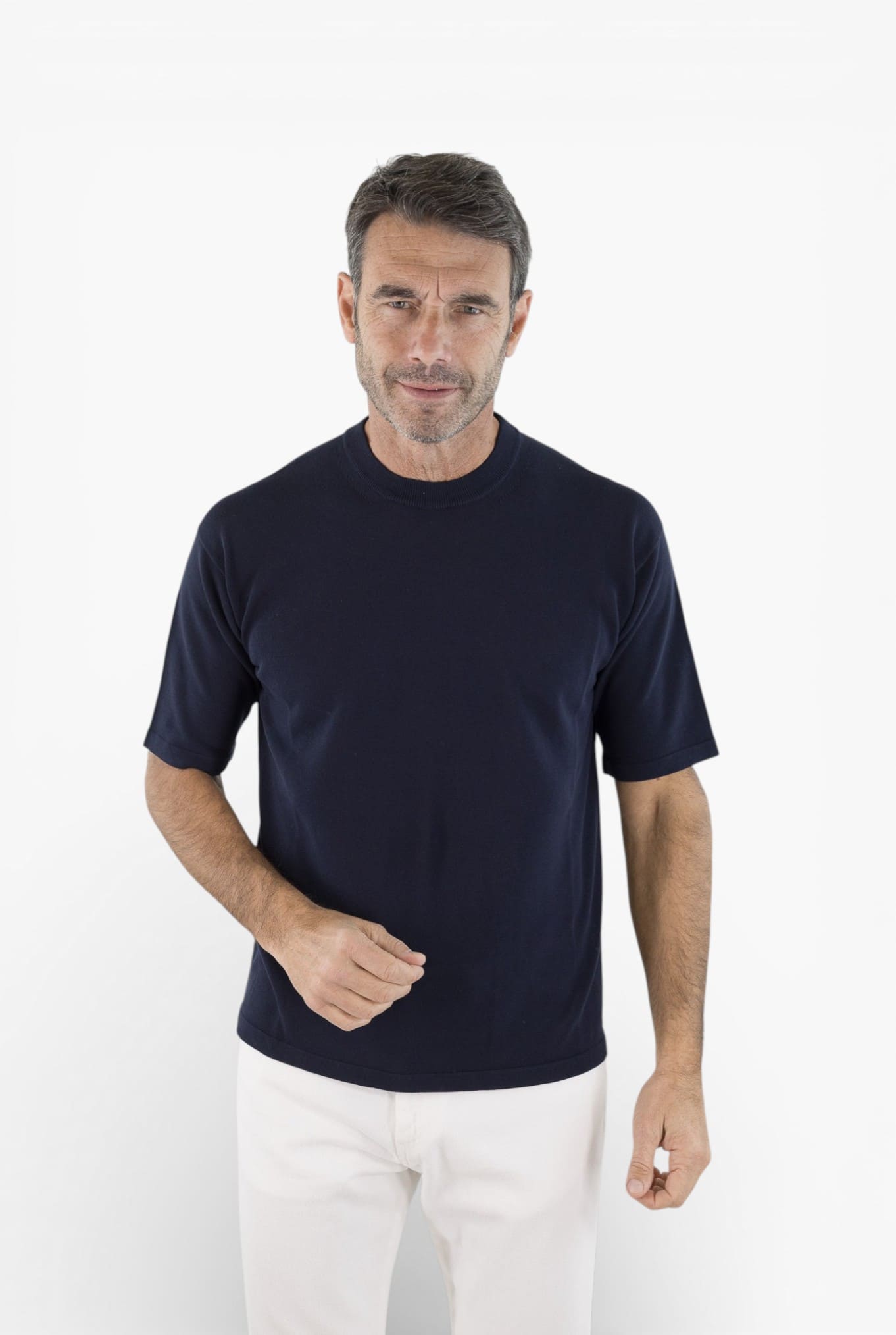 ROBERTO COLLINA Girocollo Cotone Maniche Corte Blu Navy