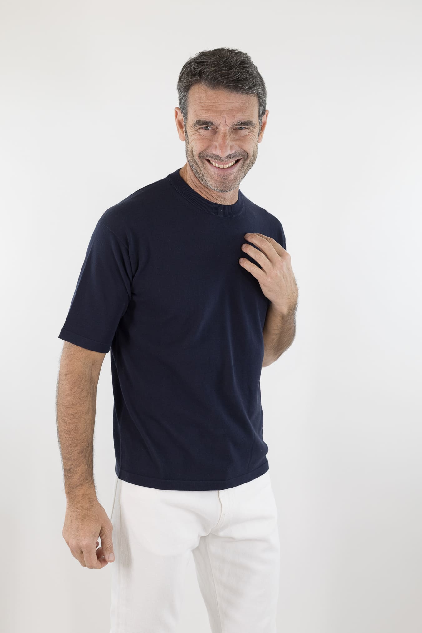 ROBERTO COLLINA Girocollo Cotone Maniche Corte Blu Navy