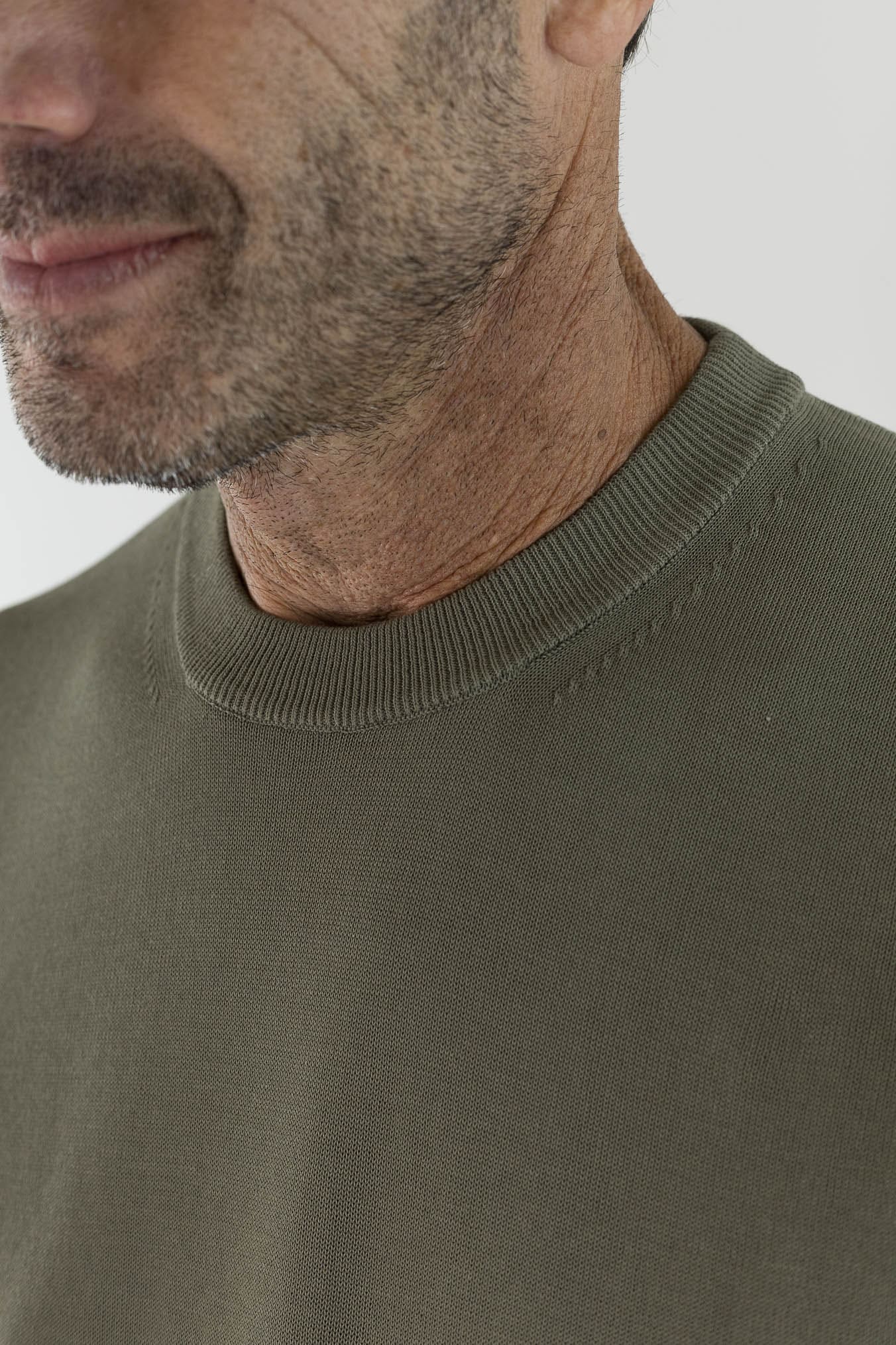 ROBERTO COLLINA Girocollo Cotone Maniche Corte Verde Militare