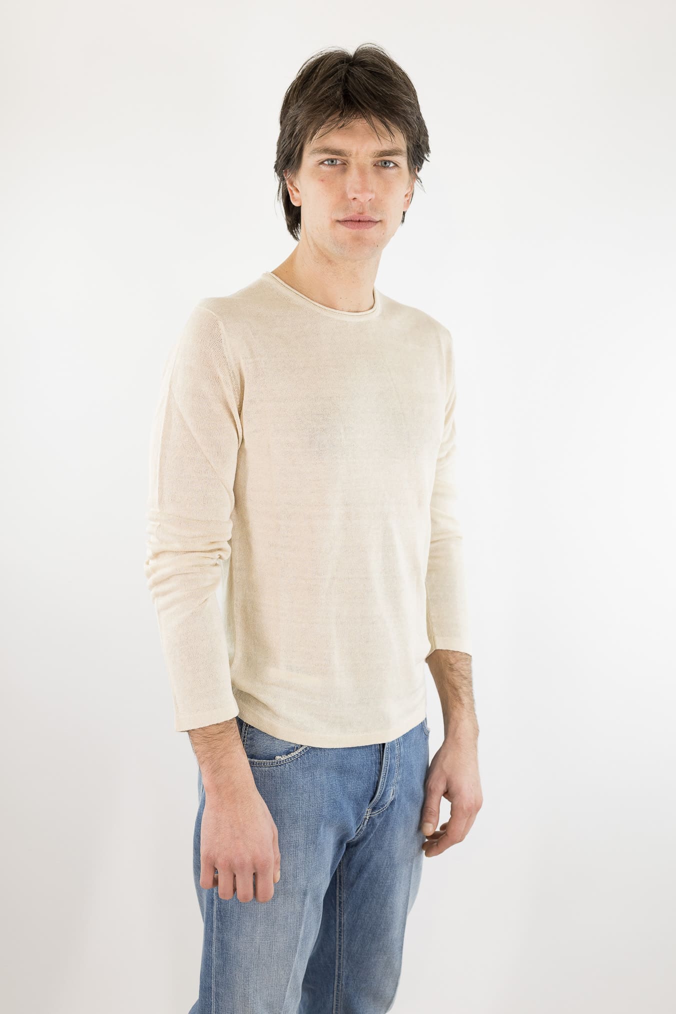ROBERTO COLLINA Girocollo Superlight Lino Beige Chiaro 1