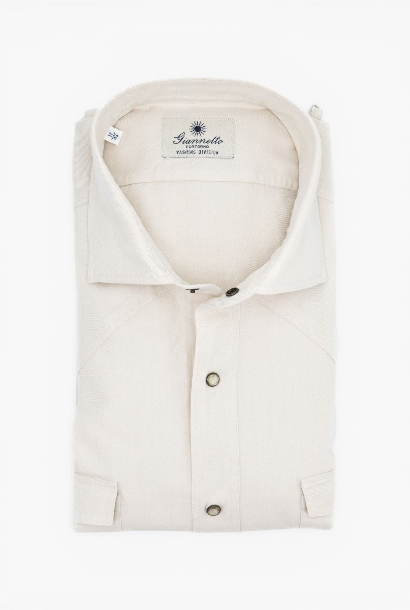 GIANNETTO PORTOFINO Camicia Texana Denim Beige Comfort Fit