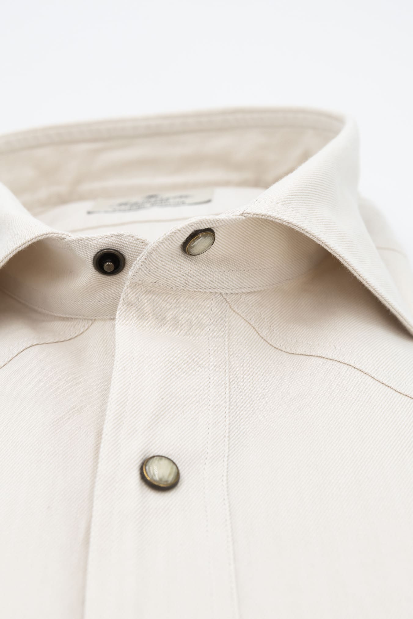 GIANNETTO PORTOFINO Camicia Texana Denim Beige Comfort Fit