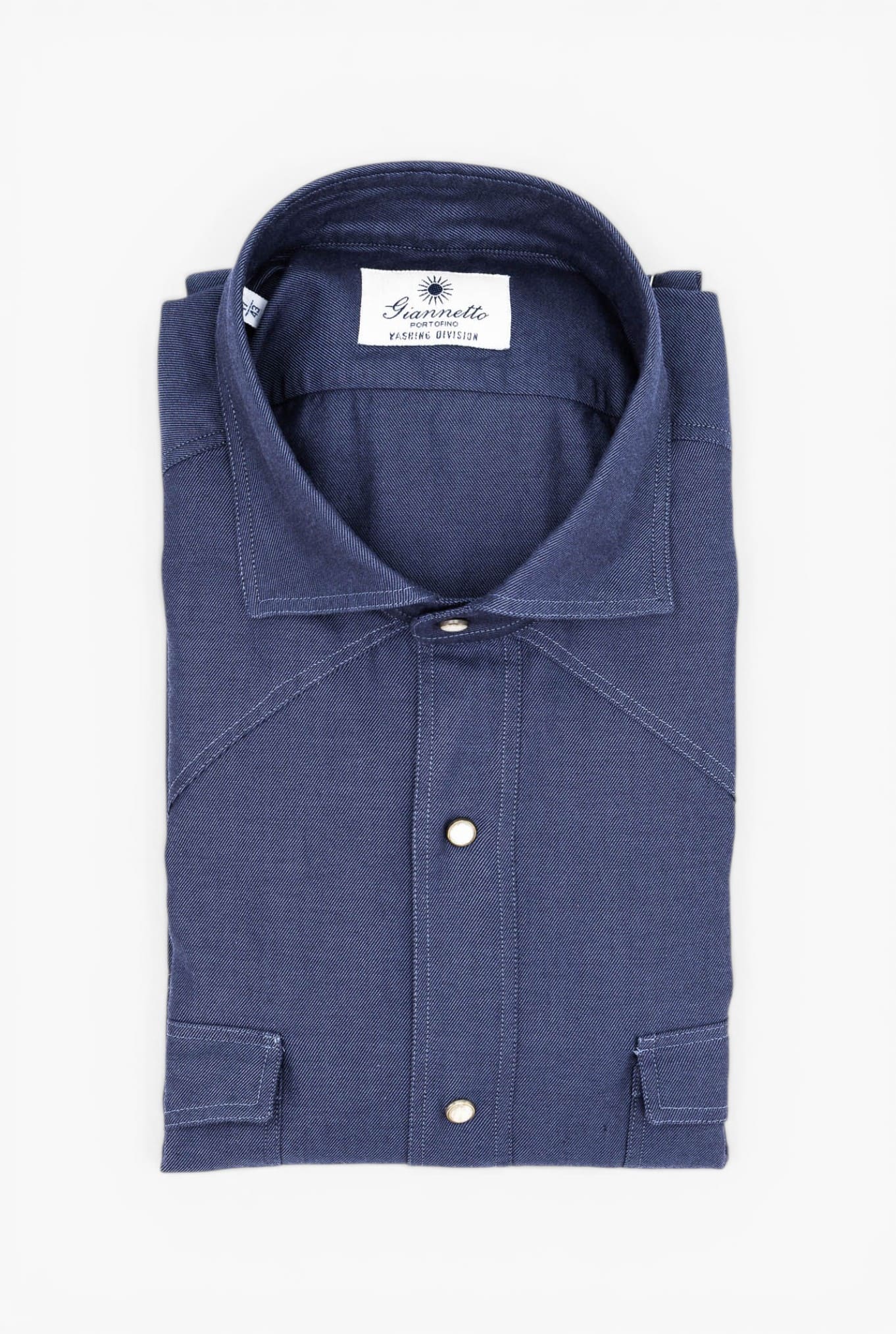 GIANNETTO PORTOFINO Camicia Texana Denim Blu Comfort Fit