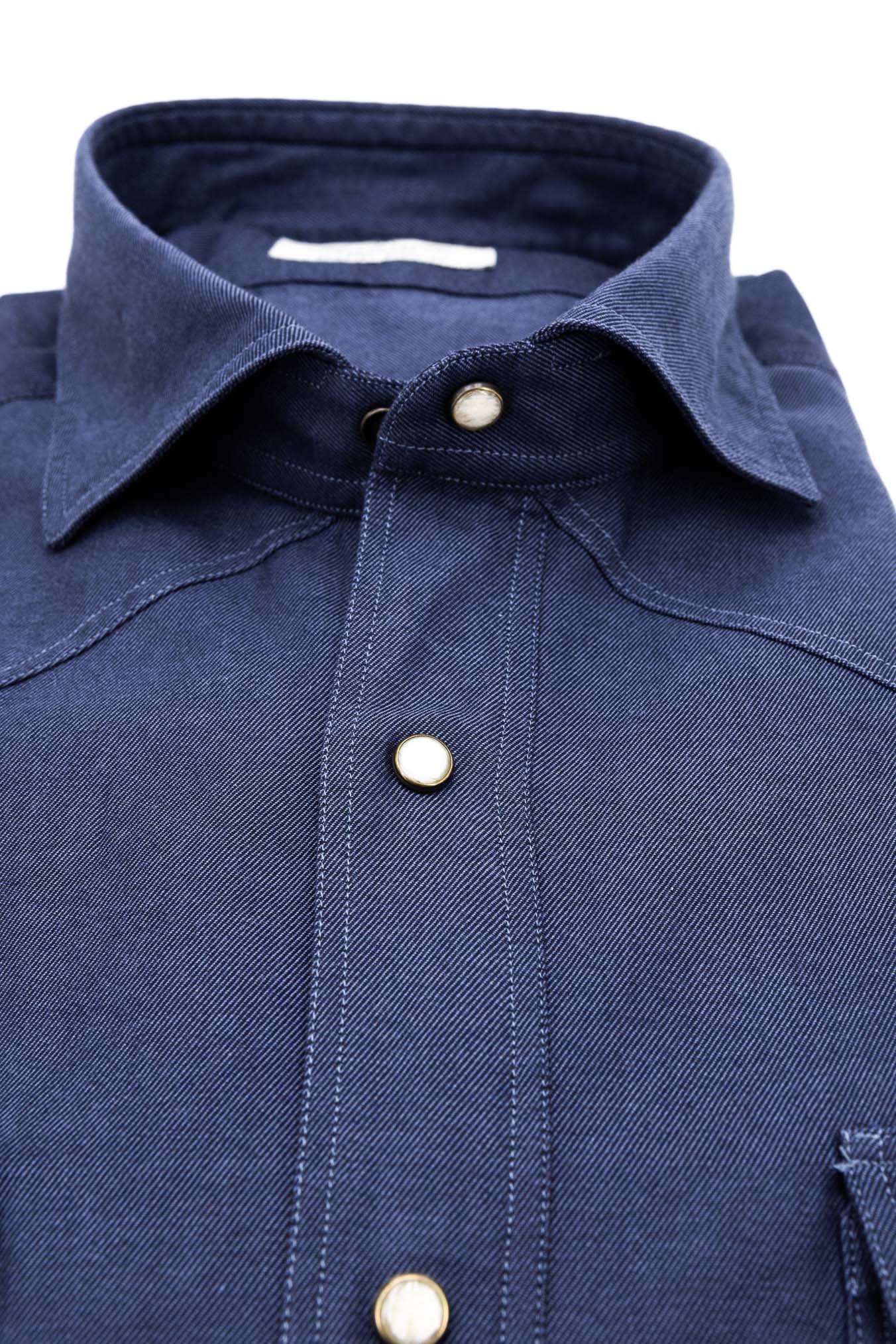 GIANNETTO PORTOFINO Camicia Texana Denim Blu Comfort Fit