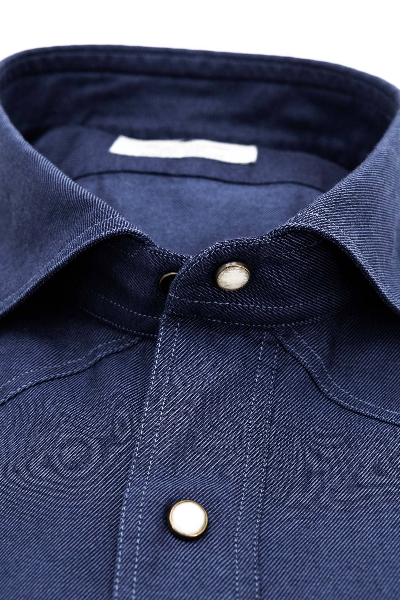 GIANNETTO PORTOFINO Camicia Texana Denim Blu Comfort Fit