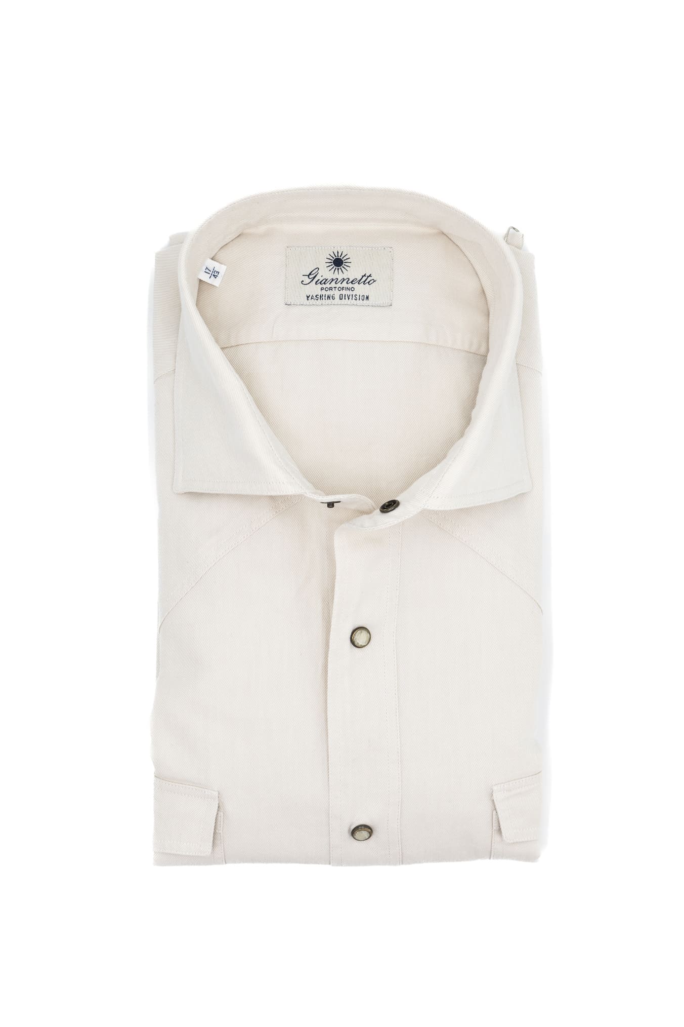 GIANNETTO PORTOFINO Camicia Texana Denim Beige Slim Fit
