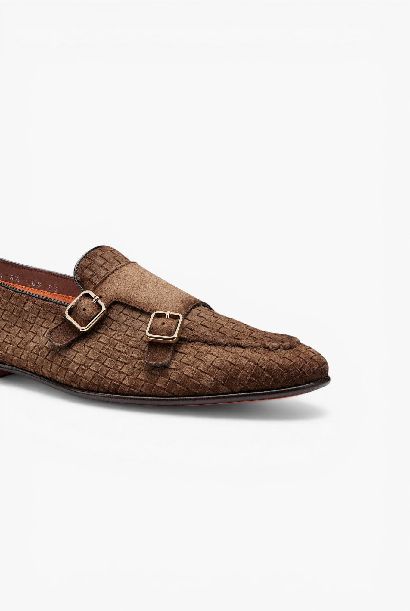 SANTONI Mocassino Doppia Fibbia Suede Intrecciato Marrone
