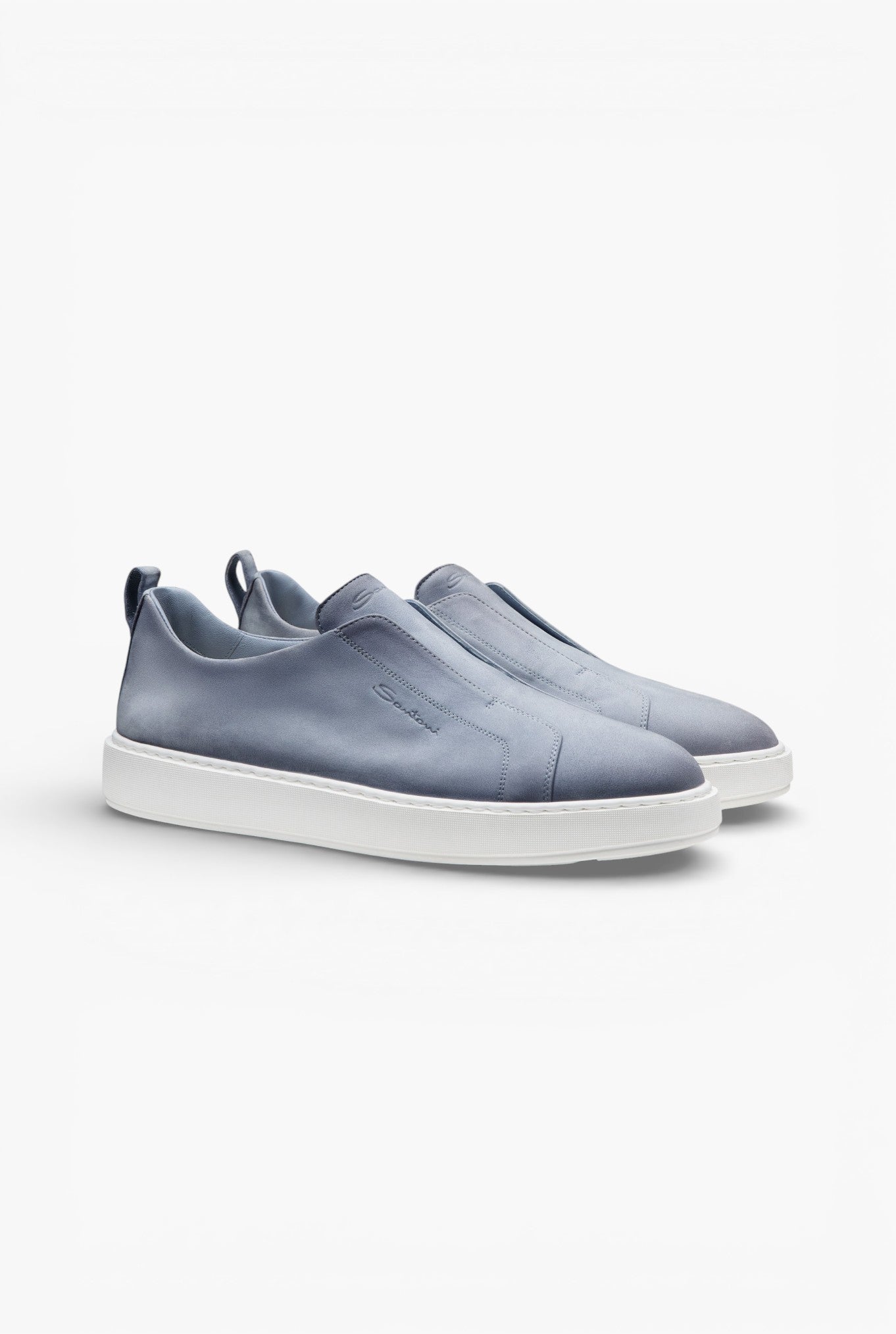 SANTONI Sneaker Slip-on Nabuk Denim