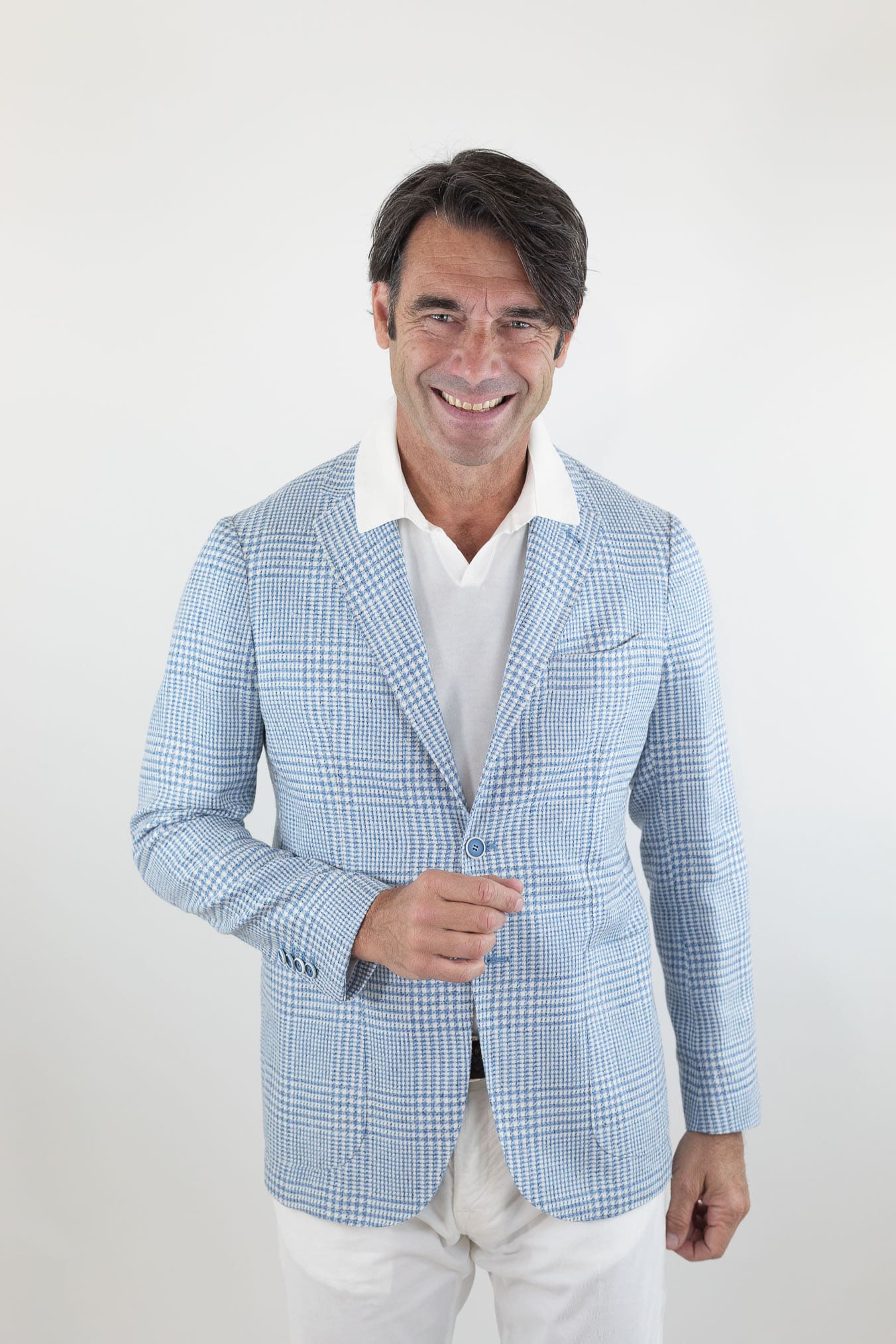 SARTORIO Giacca Principe di Galles Celeste