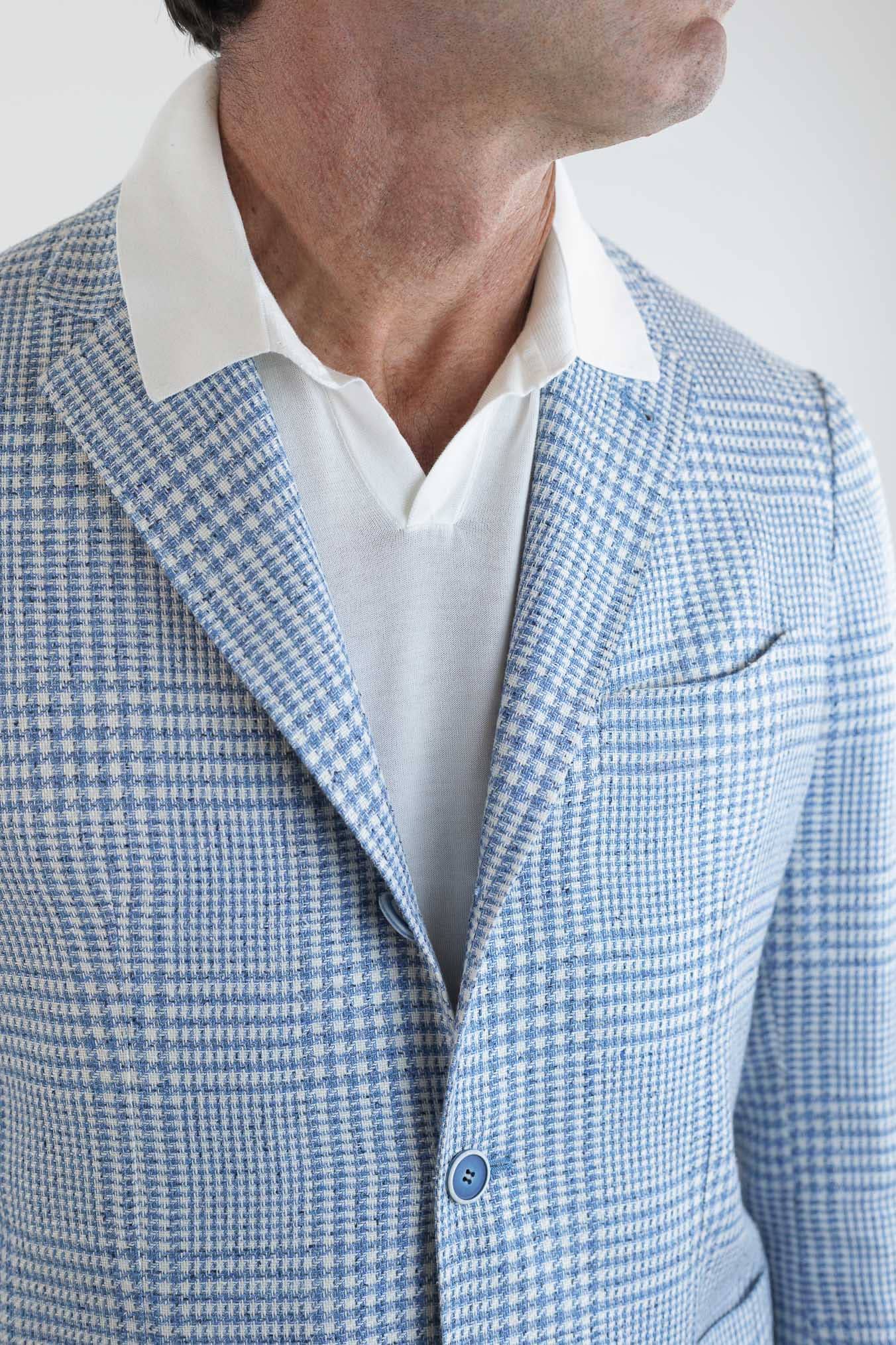 SARTORIO Giacca Principe di Galles Celeste