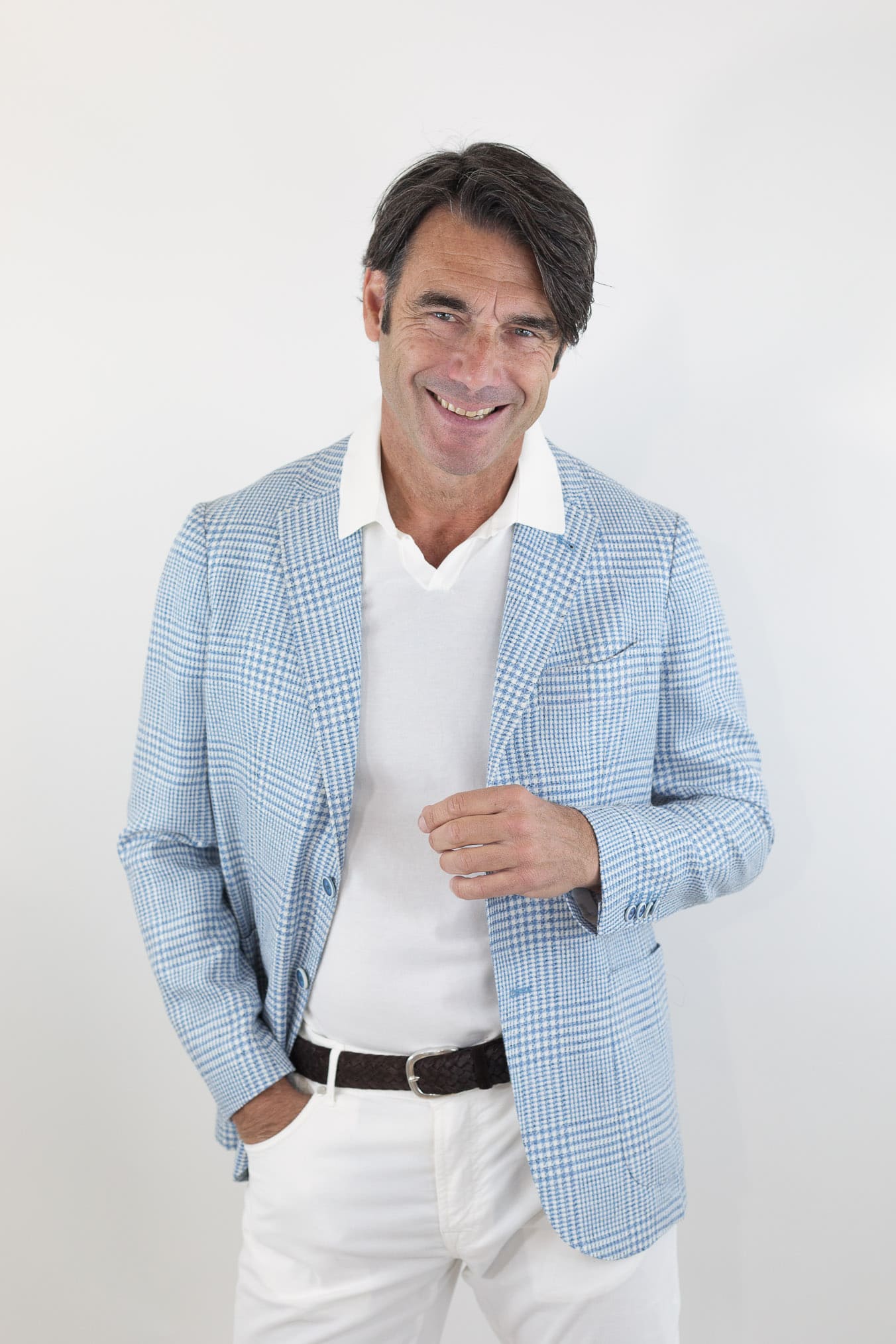 SARTORIO Giacca Principe di Galles Celeste