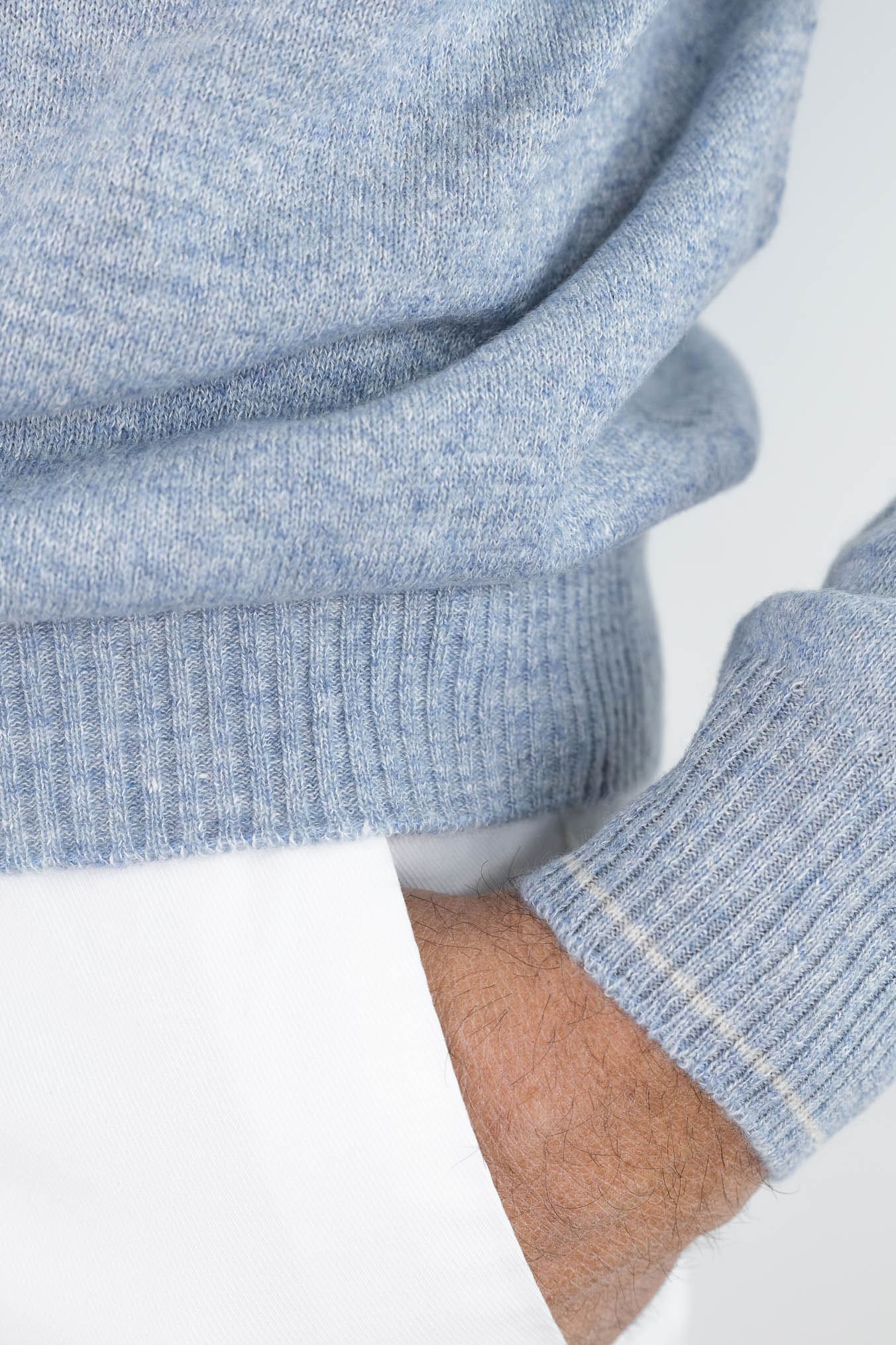 SETTEFILI CASHMERE Girocollo Rasato Cashmere Lino Superlight Celeste
