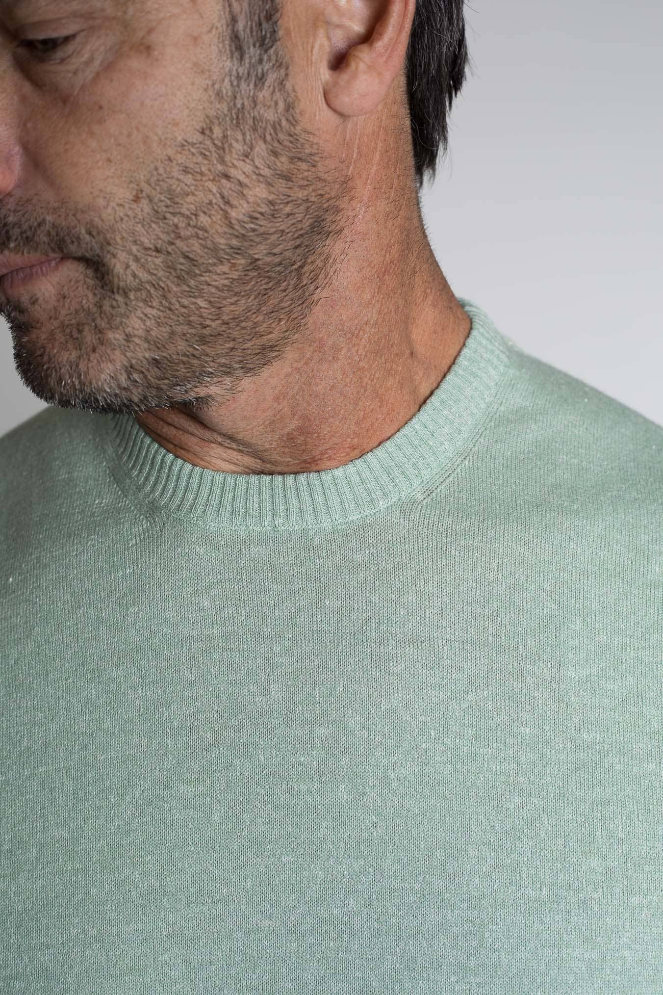 SETTEFILI CASHMERE Girocollo Rasato Cashmere e Lino Verde Mélange