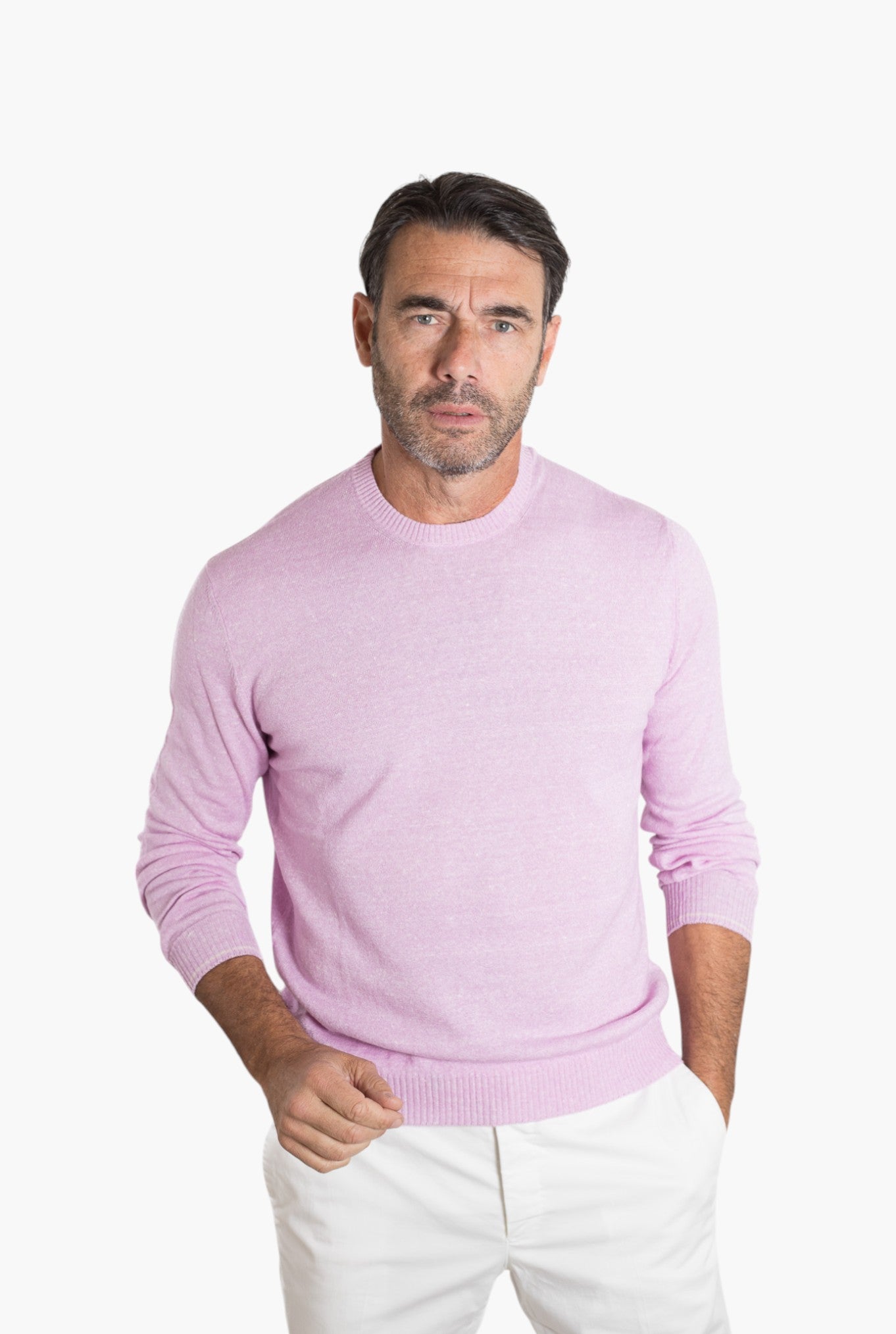 SETTEFILI CASHMERE Girocollo Rasato Cashmere e Lino Lilla Mélange